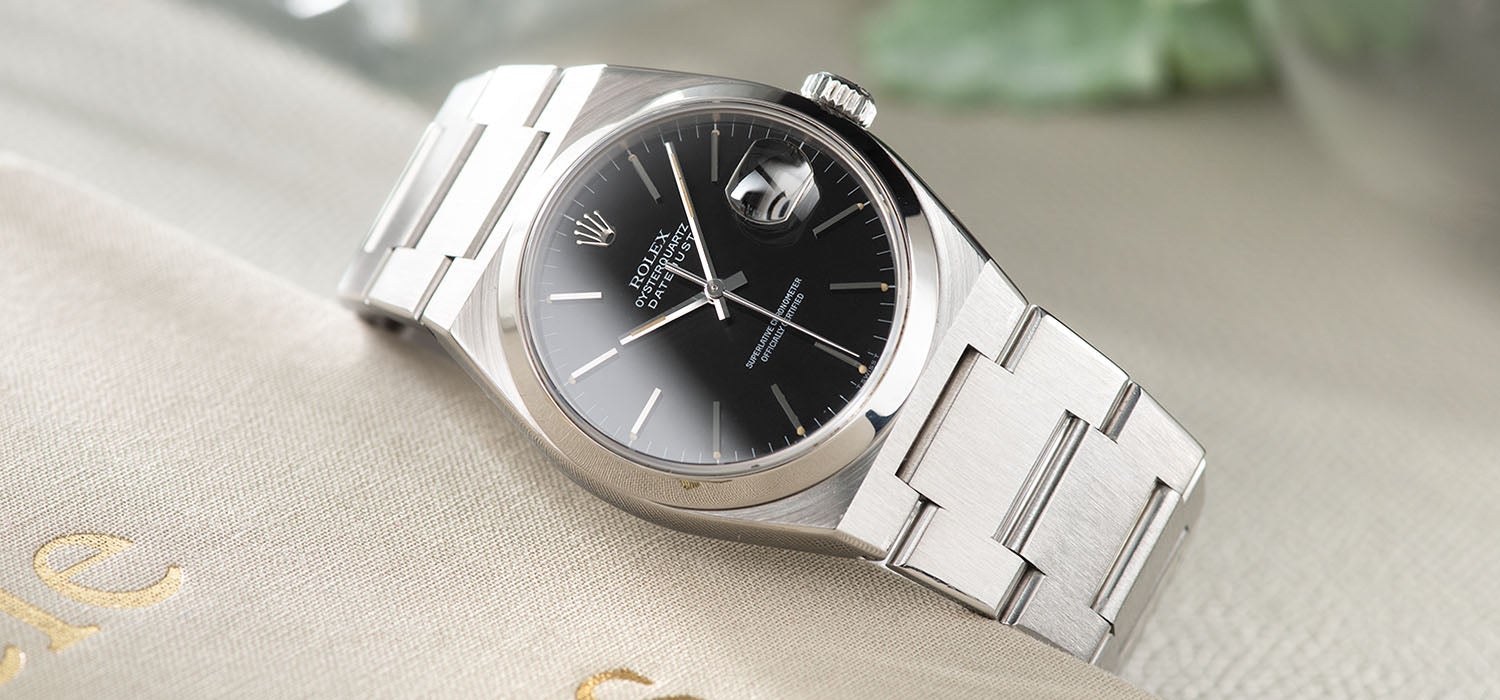 Rolex Oysterquartz Datejust Black Soleil Dial 17000