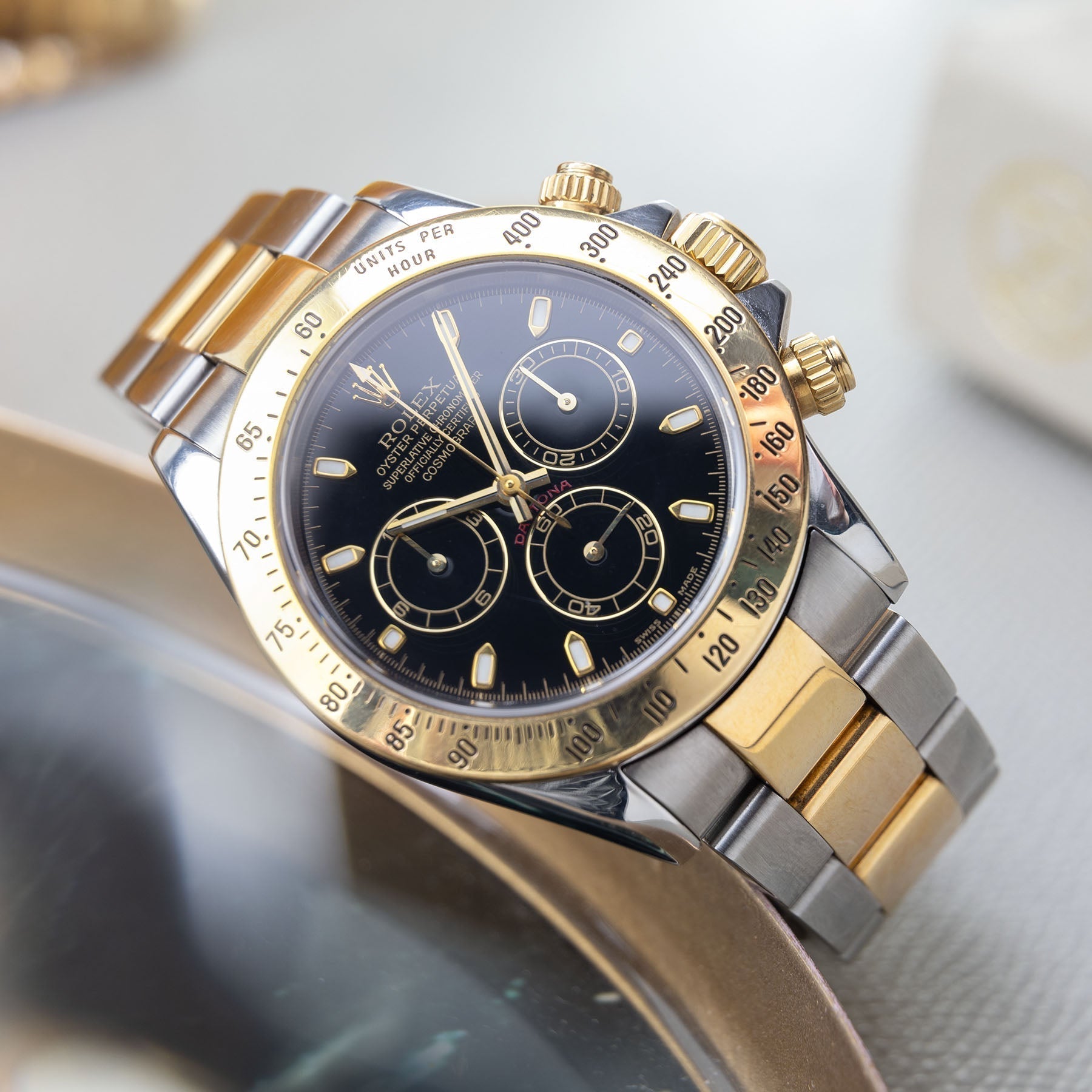 Rolex Daytona Steel and Gold 116523 Black Dial Box and Papers