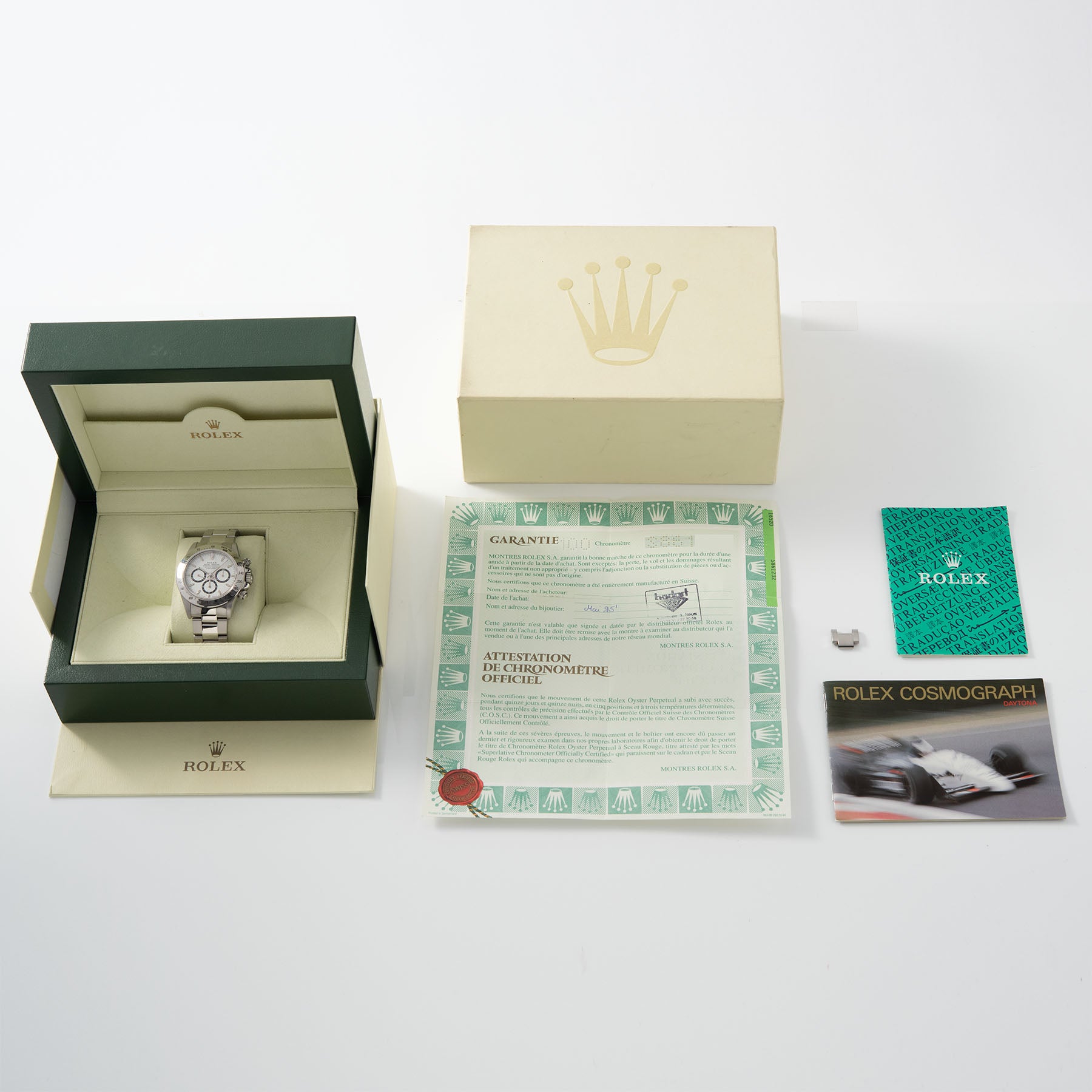 Rolex Daytona Steel 16520 White Dial Box and Papers