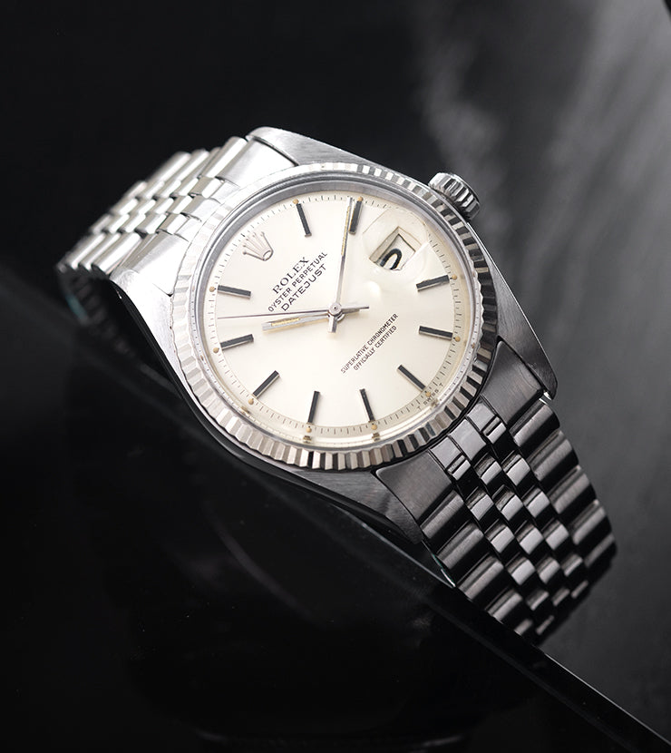 Rolex Datejust 1601 White Gold Bezel Silver Pie Pan Dial