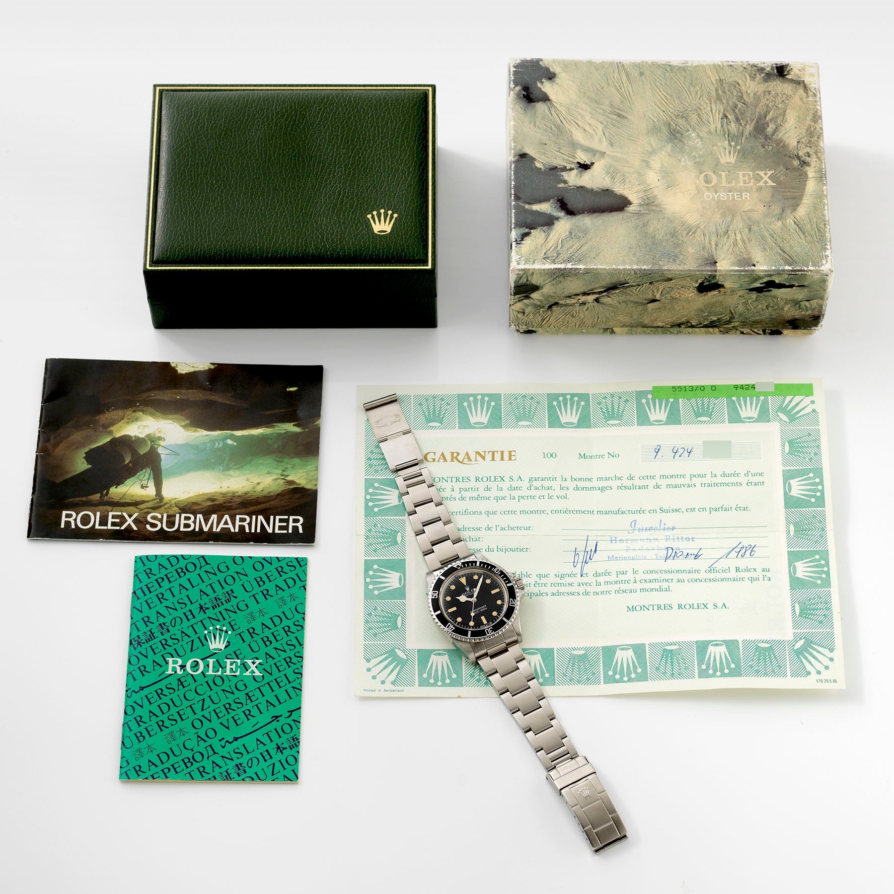 Rolex Submariner 5513 Gloss Dial Box and Papers