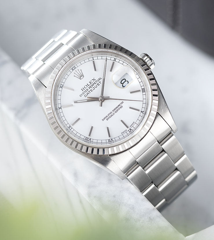 Rolex Datejust White Porcelain Dial Reference 16220