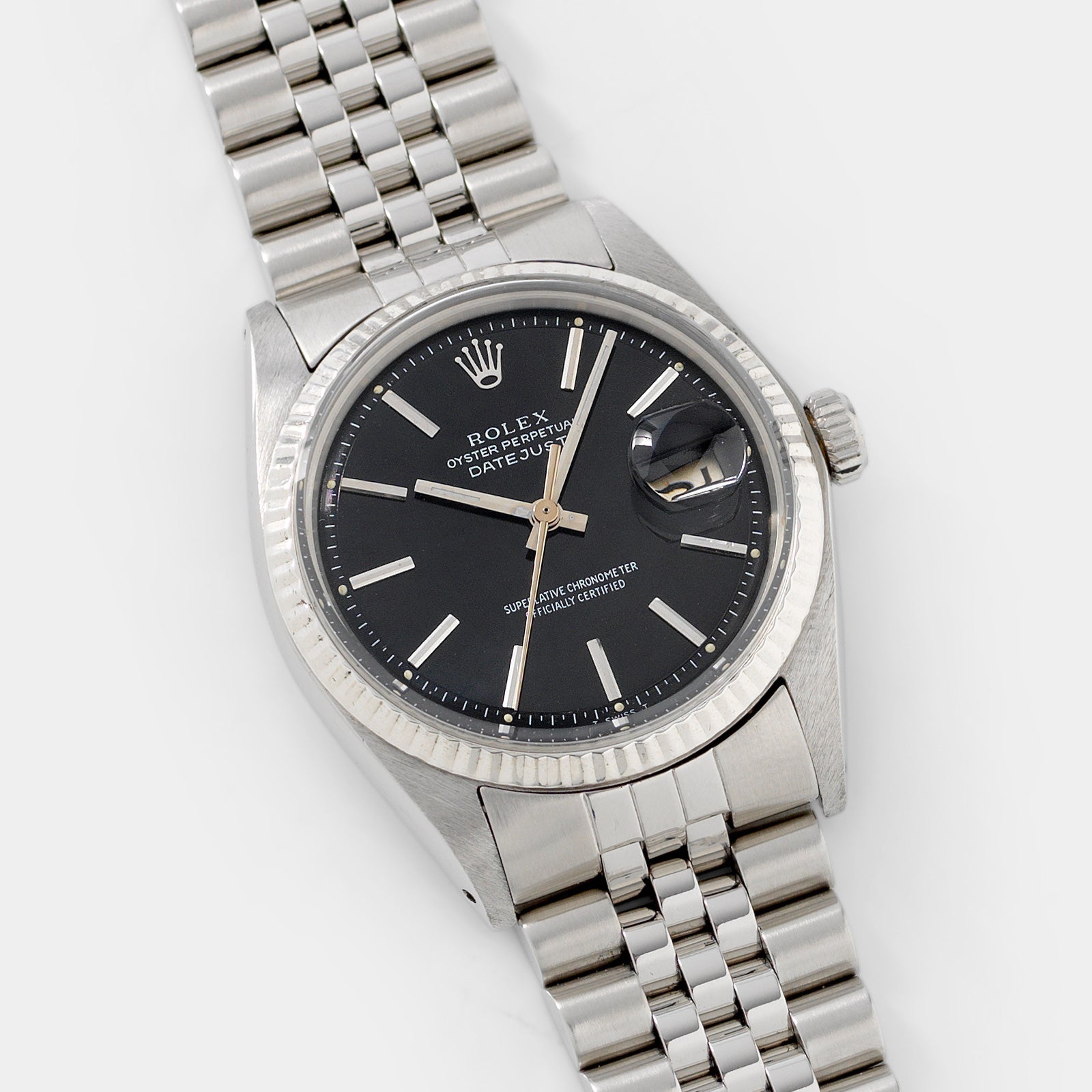 Rolex Datejust 1601 Rare Soleil Finish Black Dial