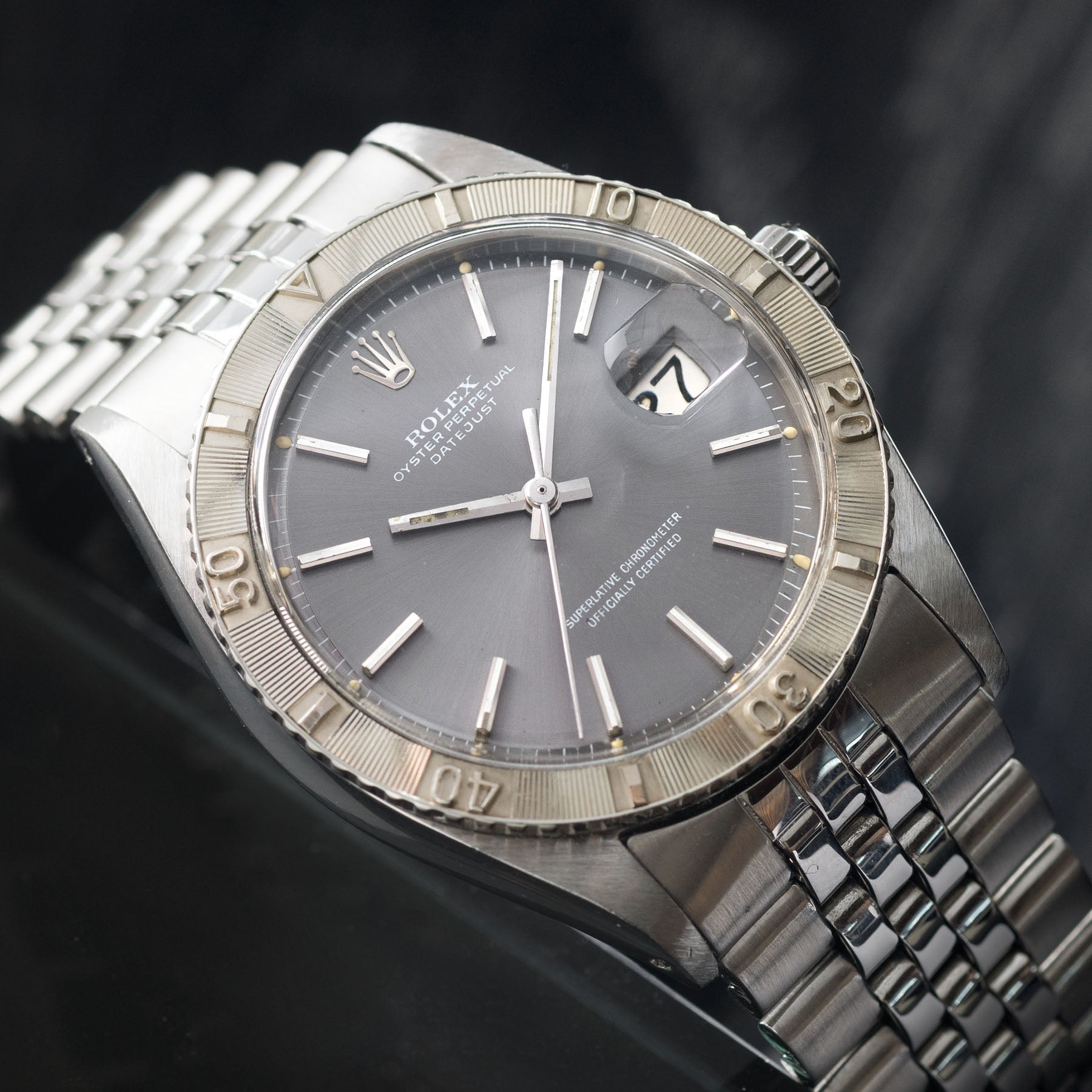 Rolex Datejust Turn-O-Graph 1625 Grey Dial White Gold Bezel