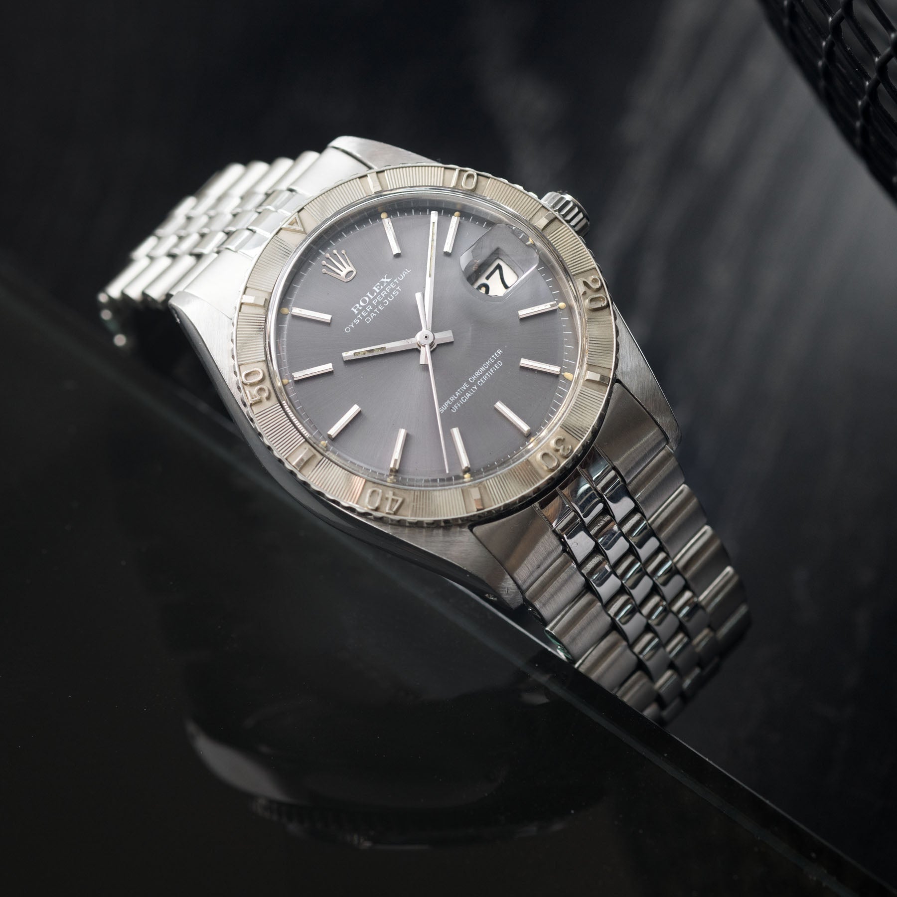 Rolex Datejust Turn-O-Graph 1625 Grey Dial White Gold Bezel