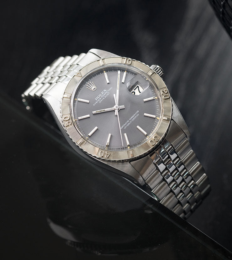 Rolex Datejust Turn-O-Graph 1625 Grey Dial White Gold Bezel