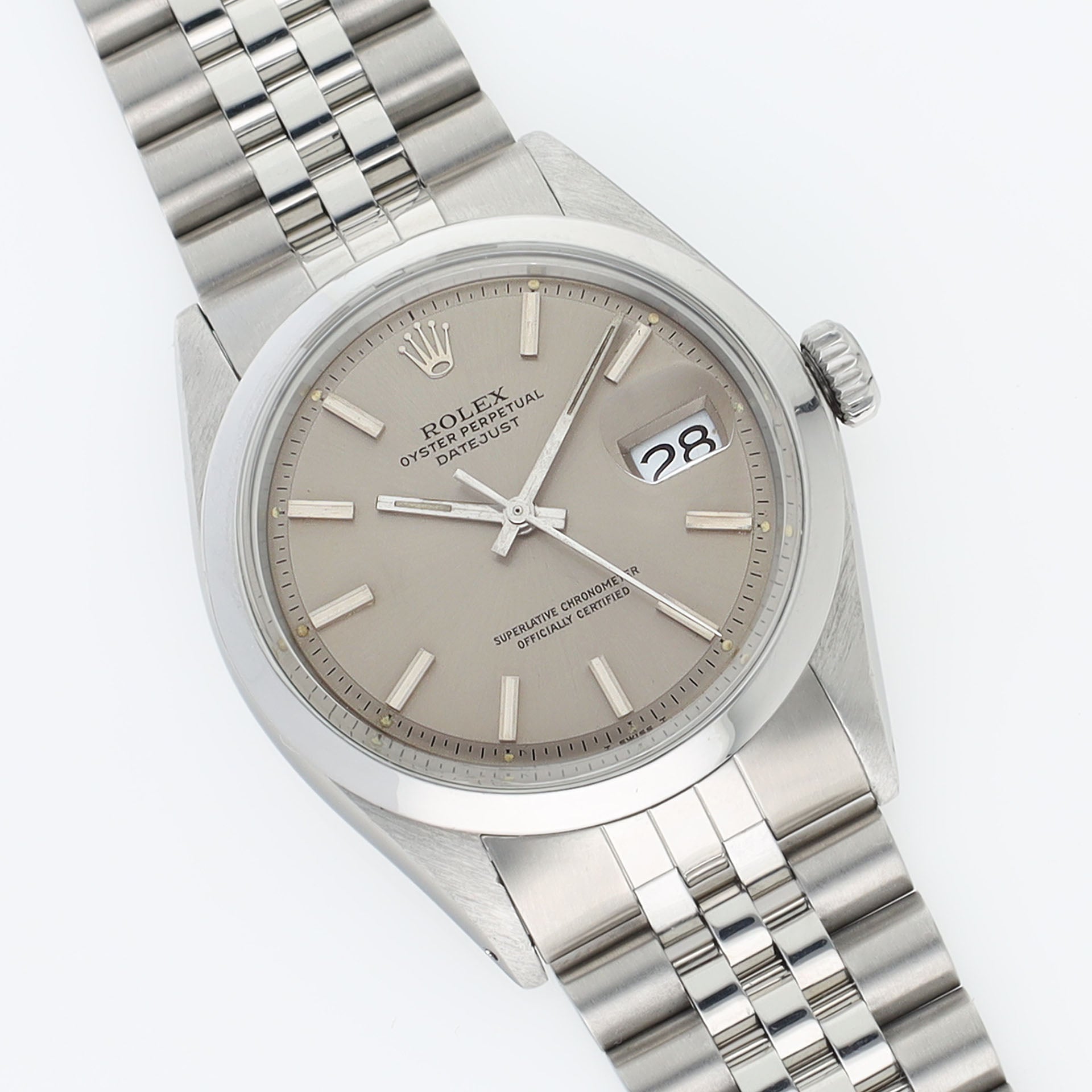 Rolex Datejust 1600 Pale Grey Dial Smooth Bezel