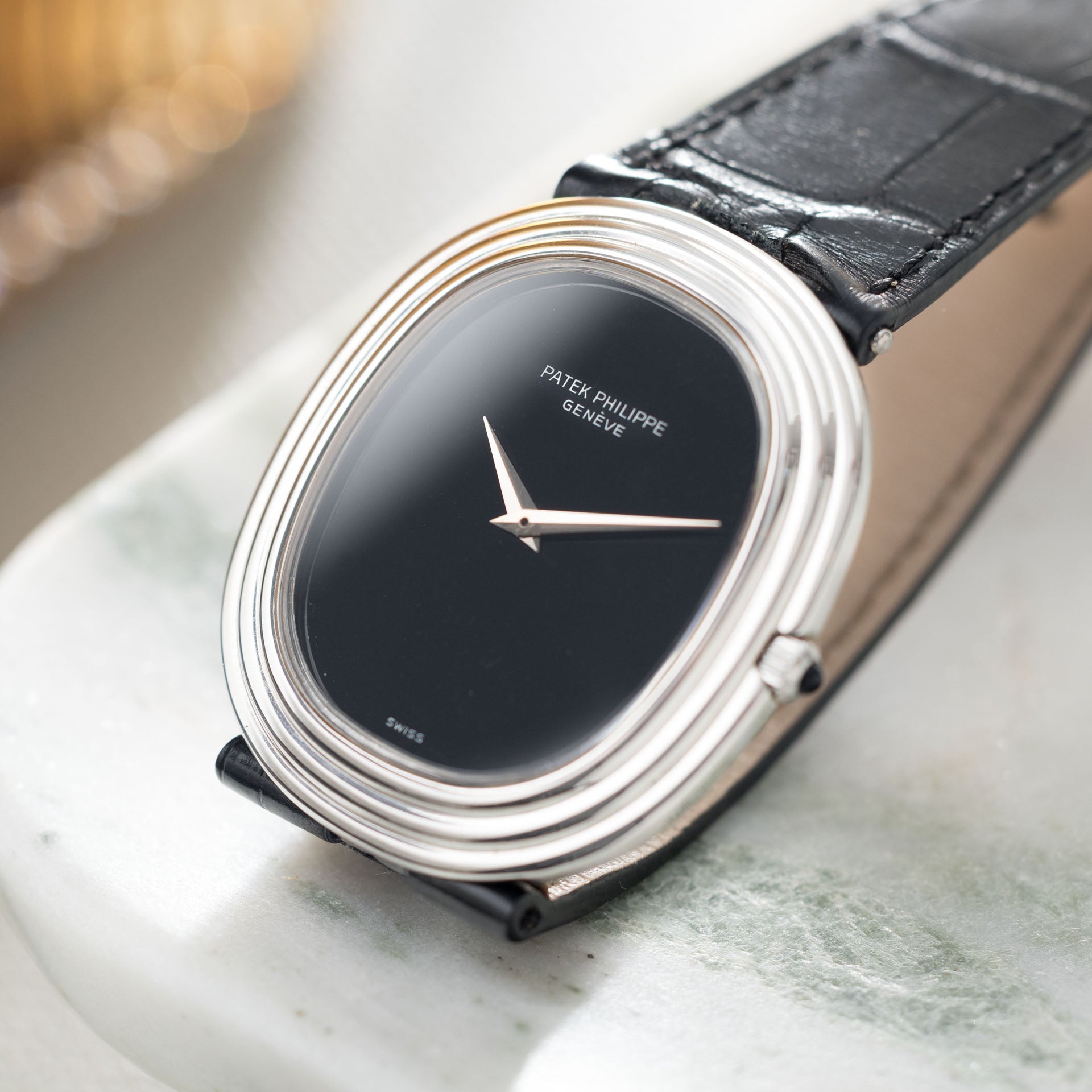 Patek Philippe Ellipse 3634 White Gold Step Case with Onyx Dial