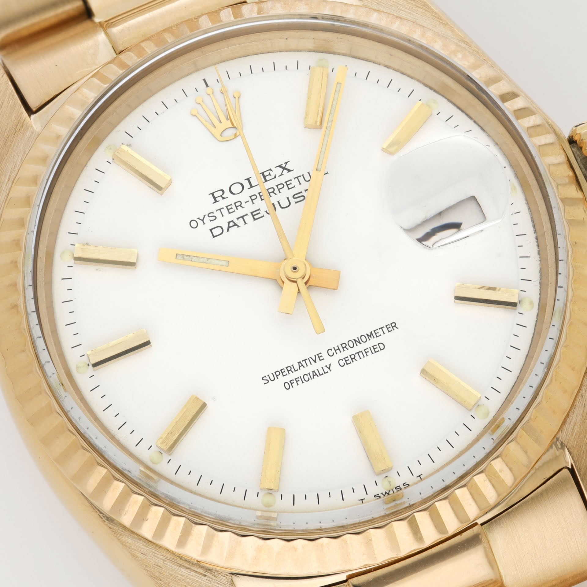 Rolex Datejust 1601 Yellow Gold White Dial President Bracelet