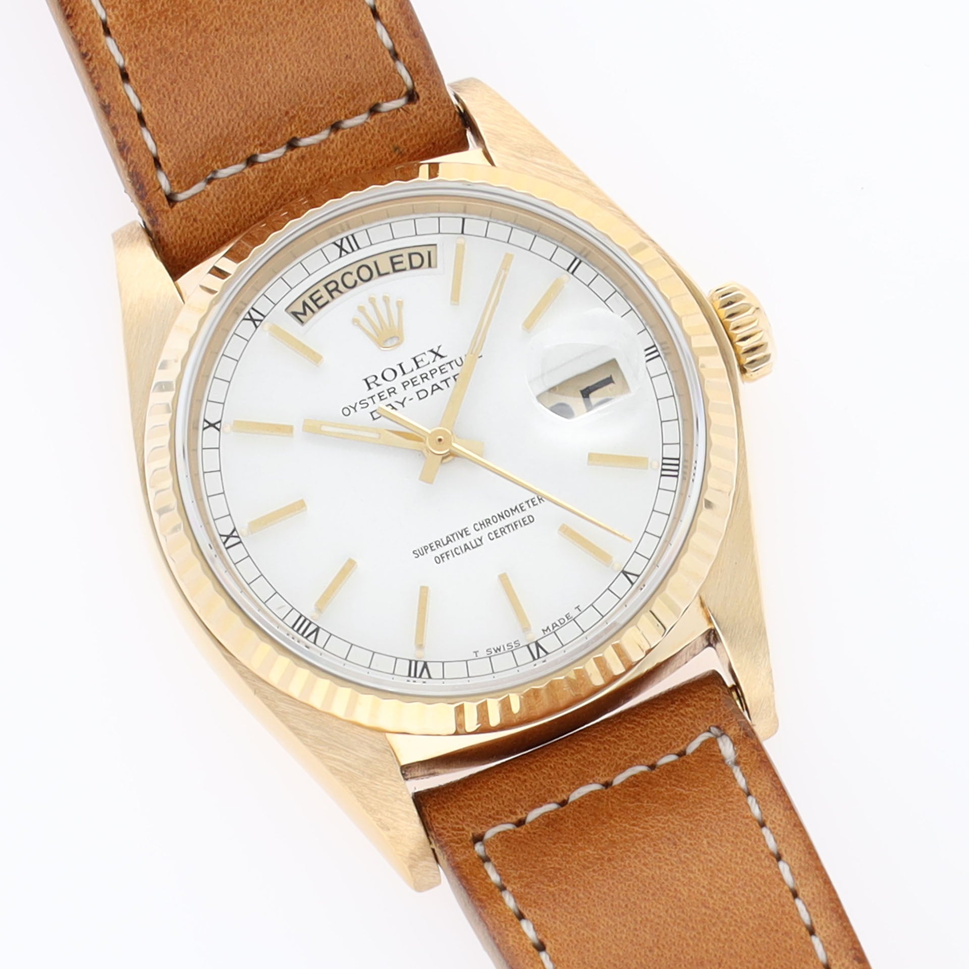 Rolex Day-Date 18038 Yellow Gold White Dial