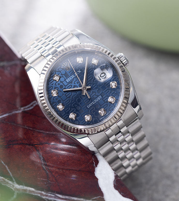 Rolex Datejust 116234 Blue Jubilee Diamond Dial with Papers