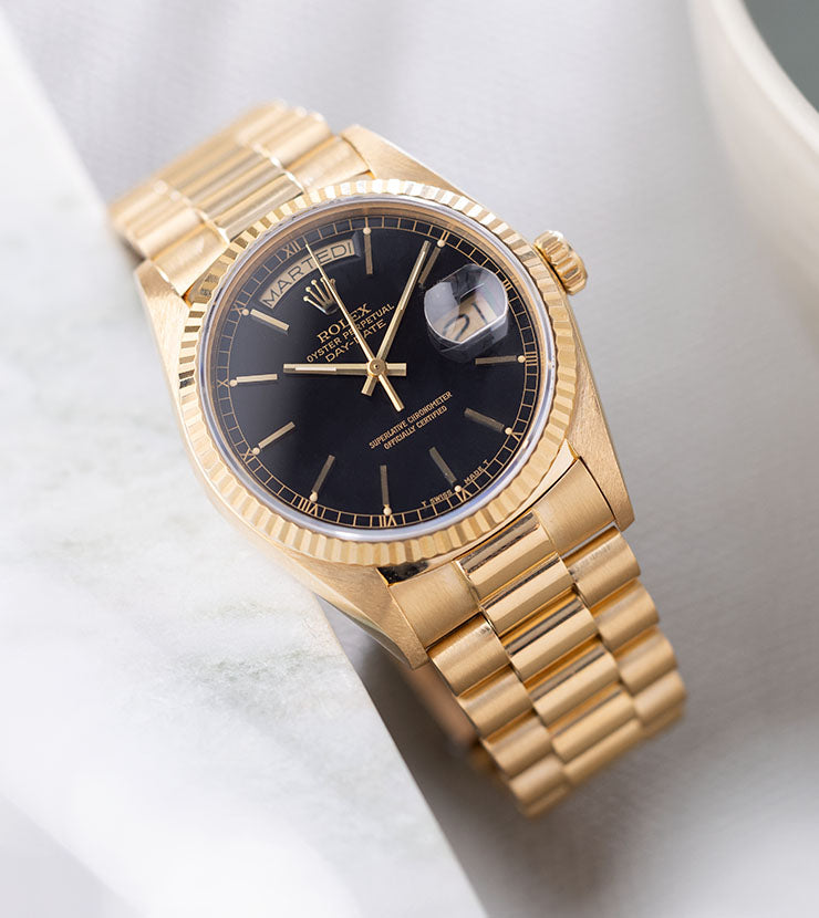 Rolex Day-Date 18038 Yellow Gold with Black Dial