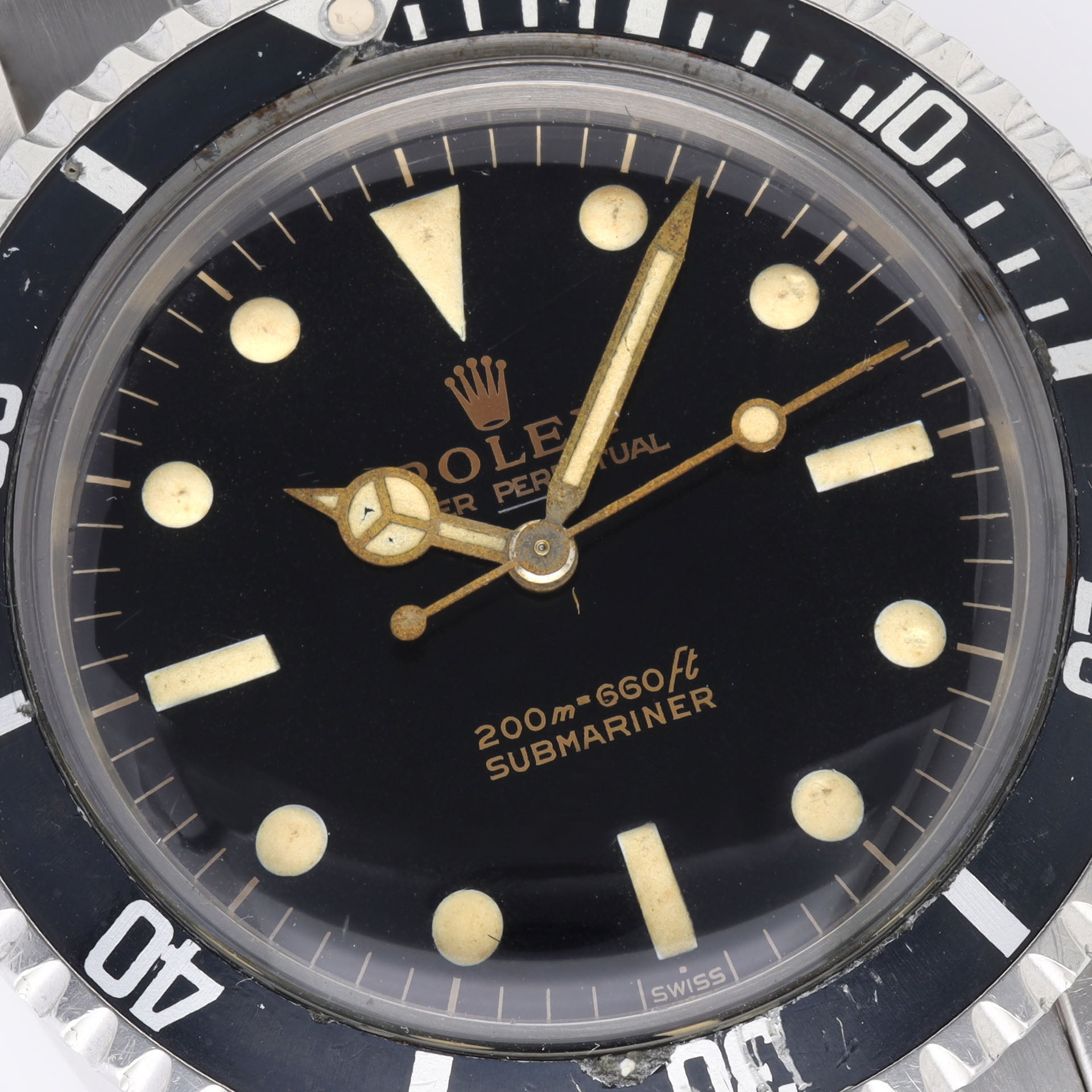 Rolex Submariner 5513 Gilt Underline Swiss Only Kissing 40 Bezel