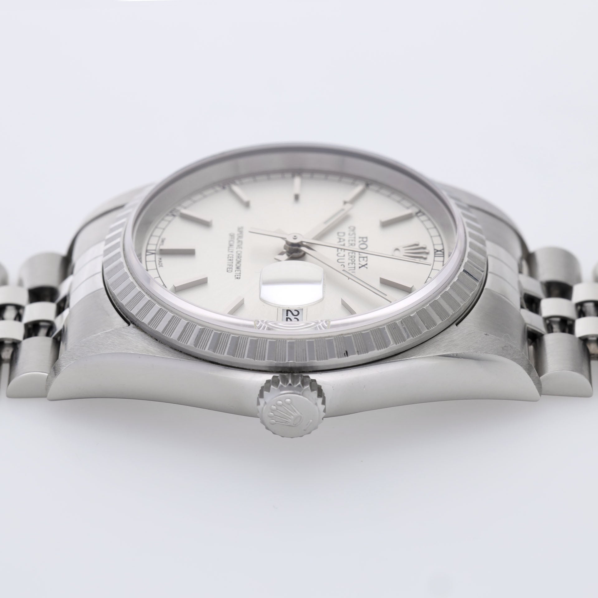 Rolex Datejust 16220 Silver Soleil Dial Box and Papers set