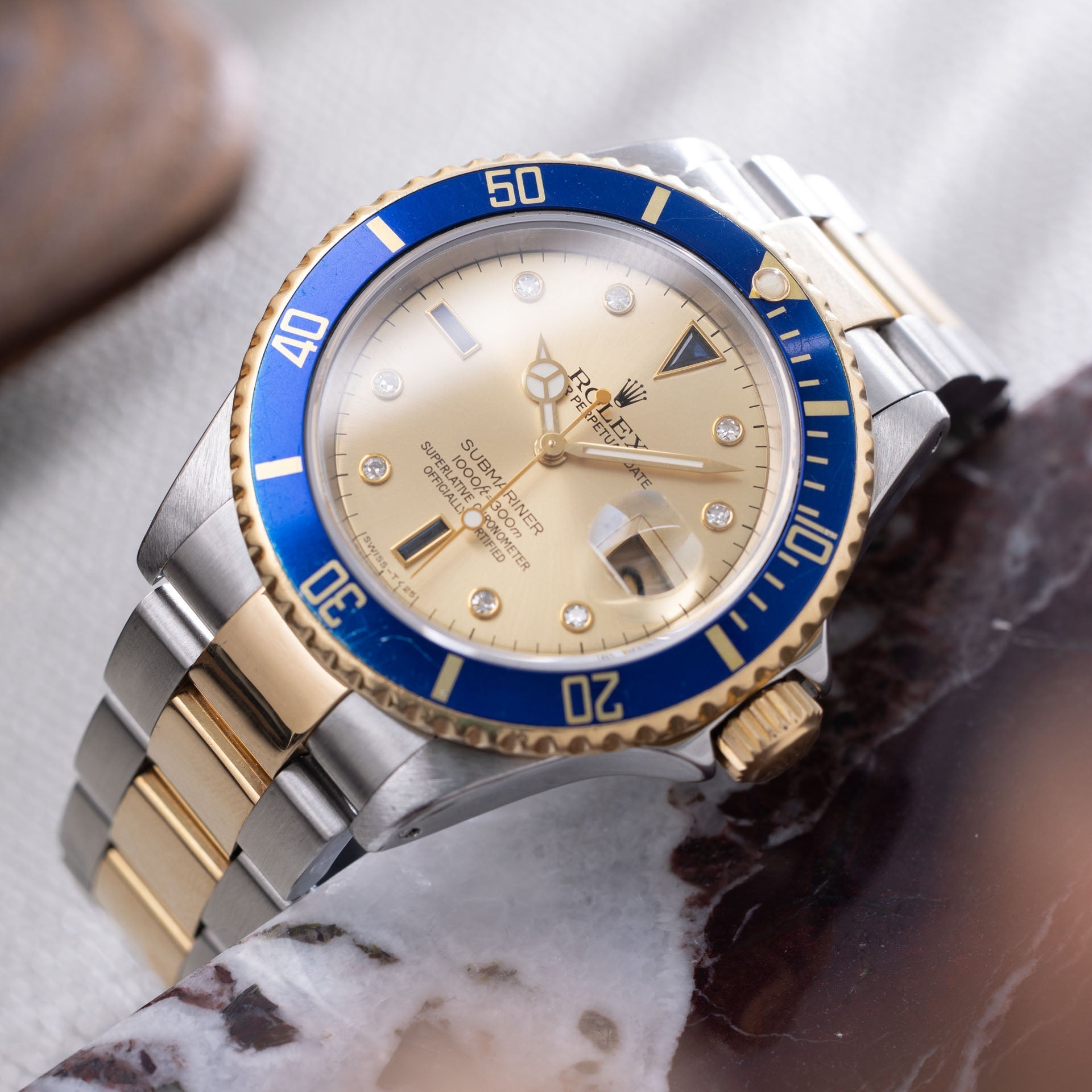 Rolex Submariner Date 16613 Blue Bezel Sultan Dial