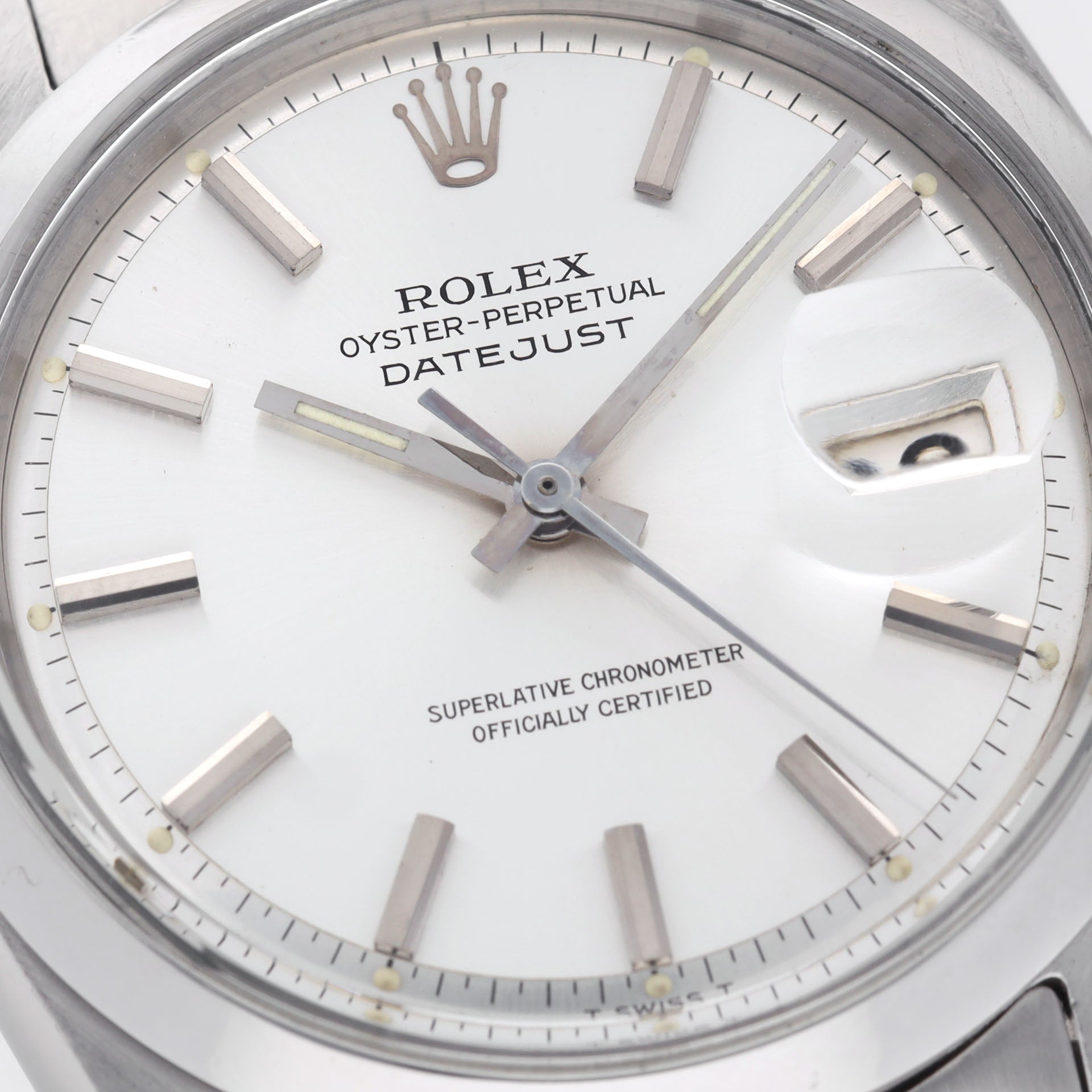 Rolex Datejust 1600 Silver Soleil Pie Pan Dial