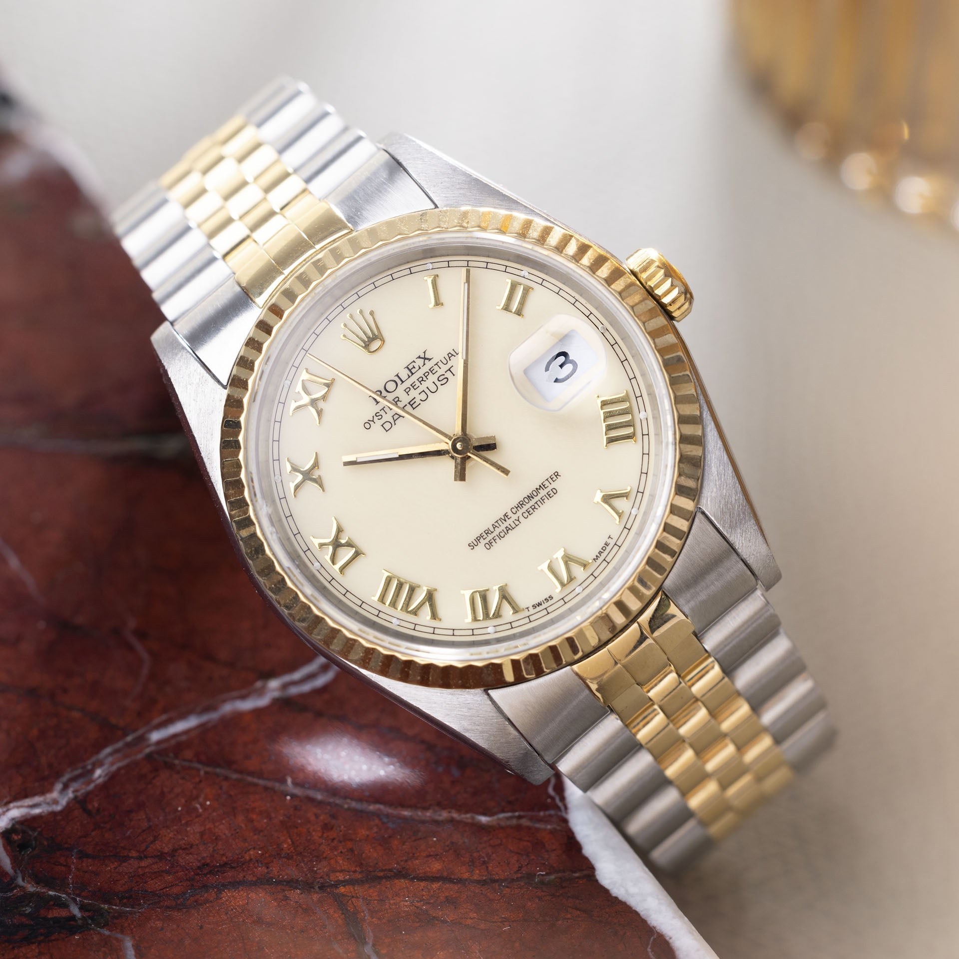 Rolex Datejust Cream dial steel gold ref 16233