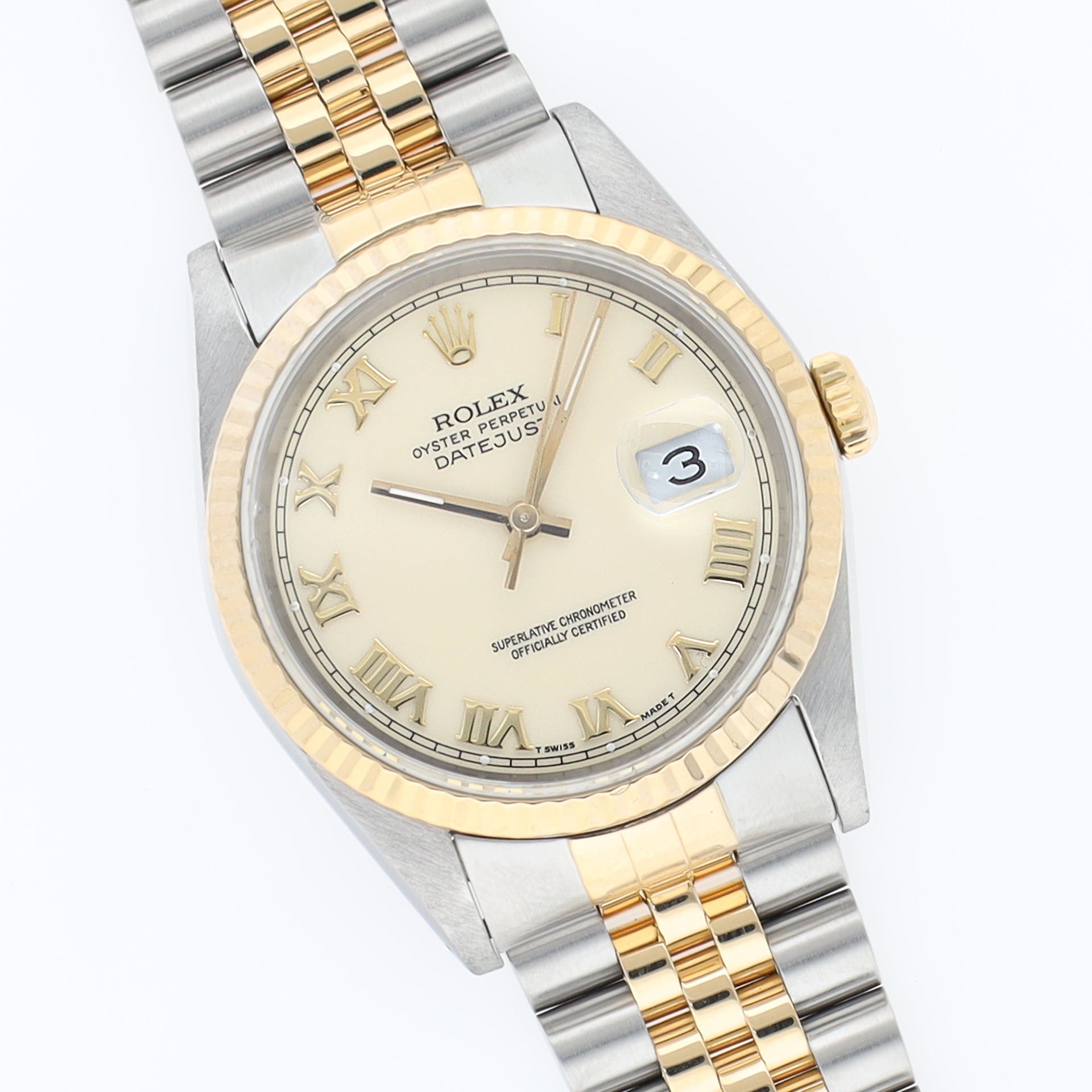 Rolex Datejust Cream dial steel gold ref 16233