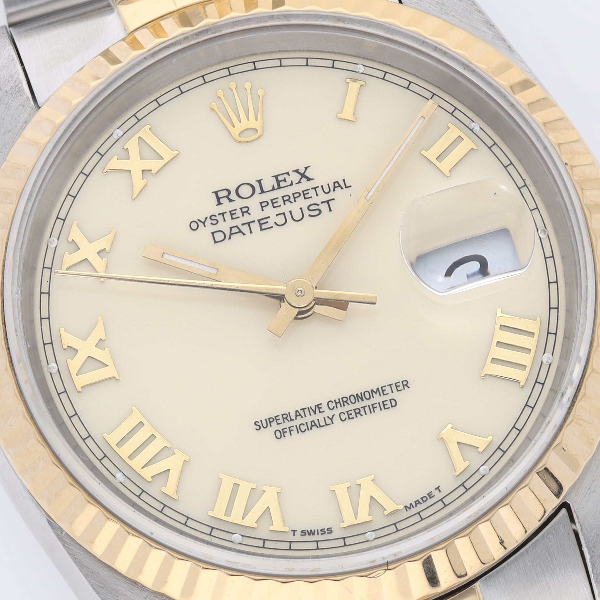 Rolex Datejust Cream dial steel gold ref 16233