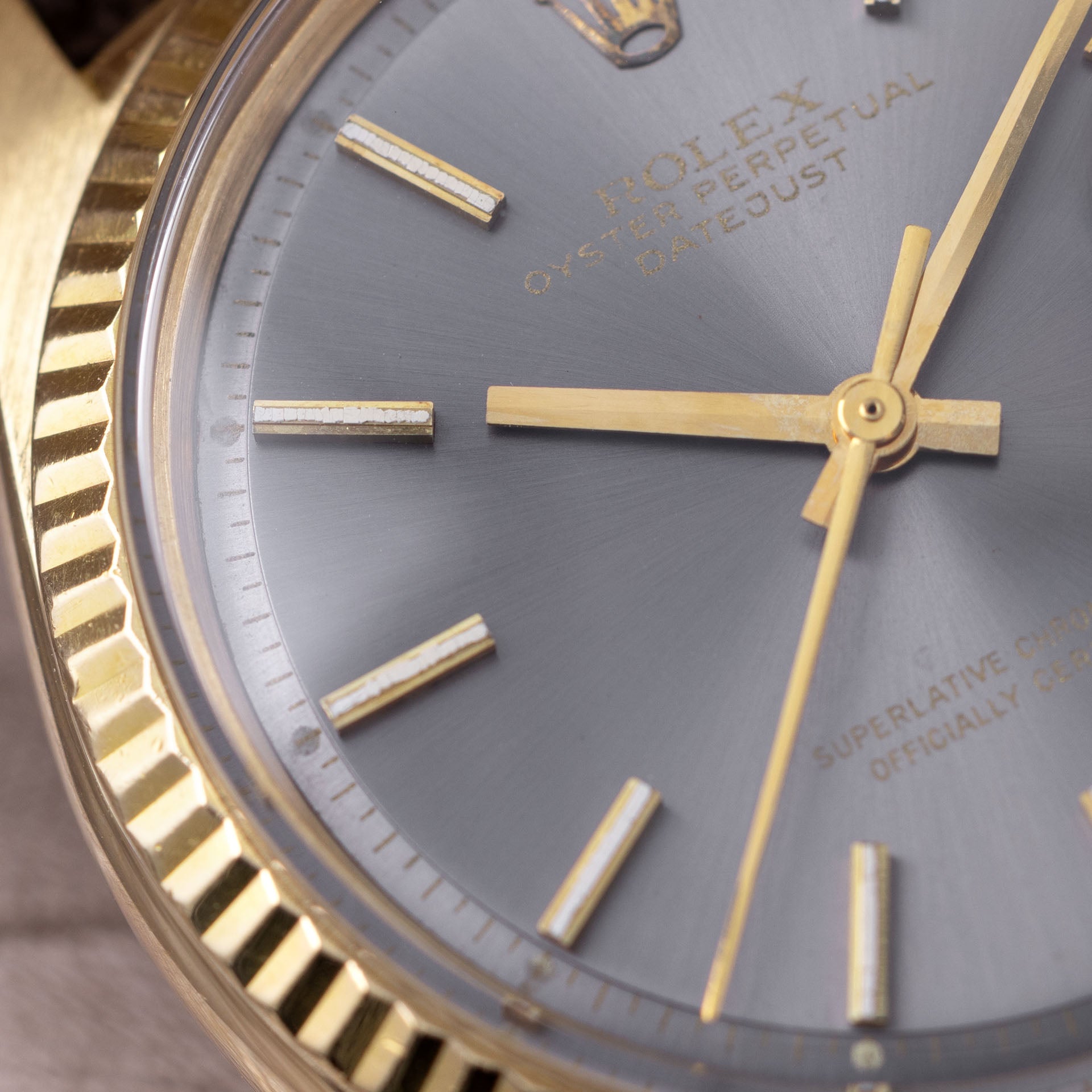 Rolex Datejust 1601 Yellow Gold with Grey Soleil Sigma Dial