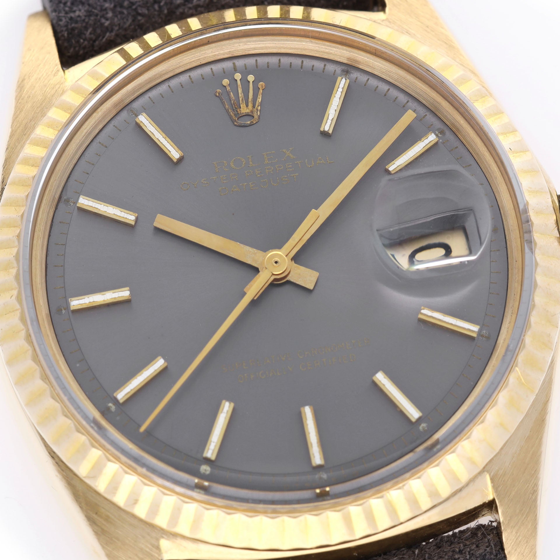 Rolex Datejust 1601 Yellow Gold with Grey Soleil Sigma Dial