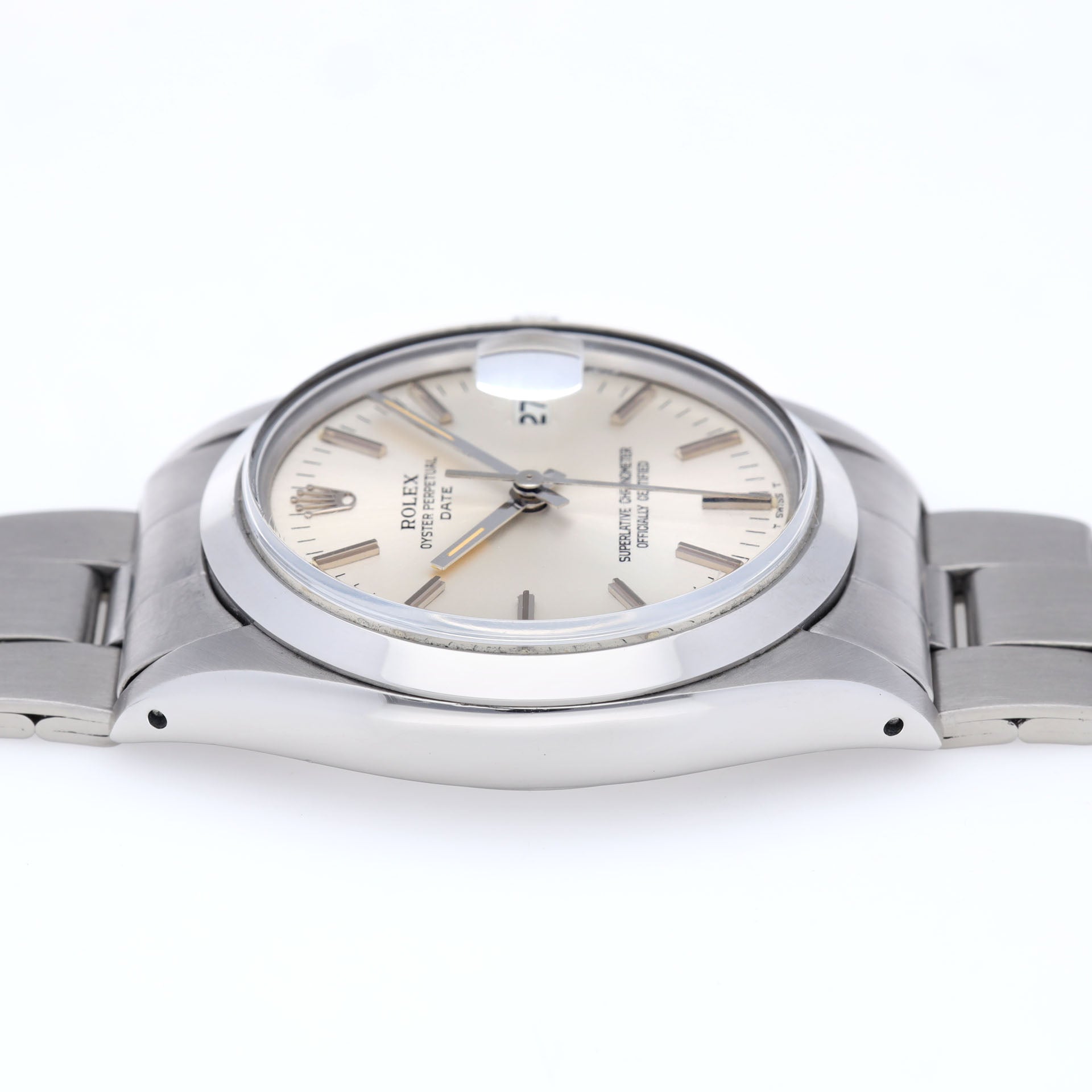 Rolex Oyster Perpetual Date 1500 Silver Soleil Dial