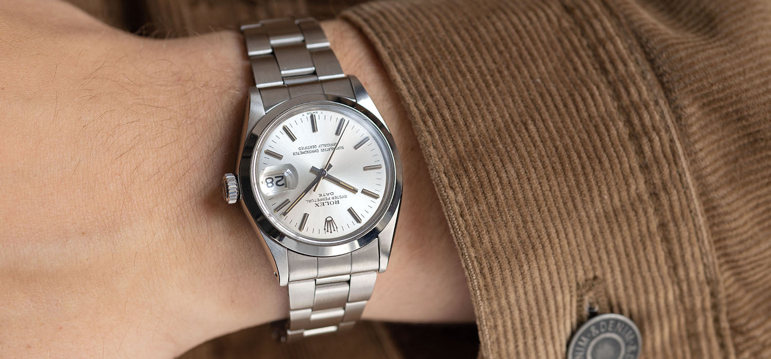 Rolex Oyster Perpetual Date 1500 Silver Soleil Dial