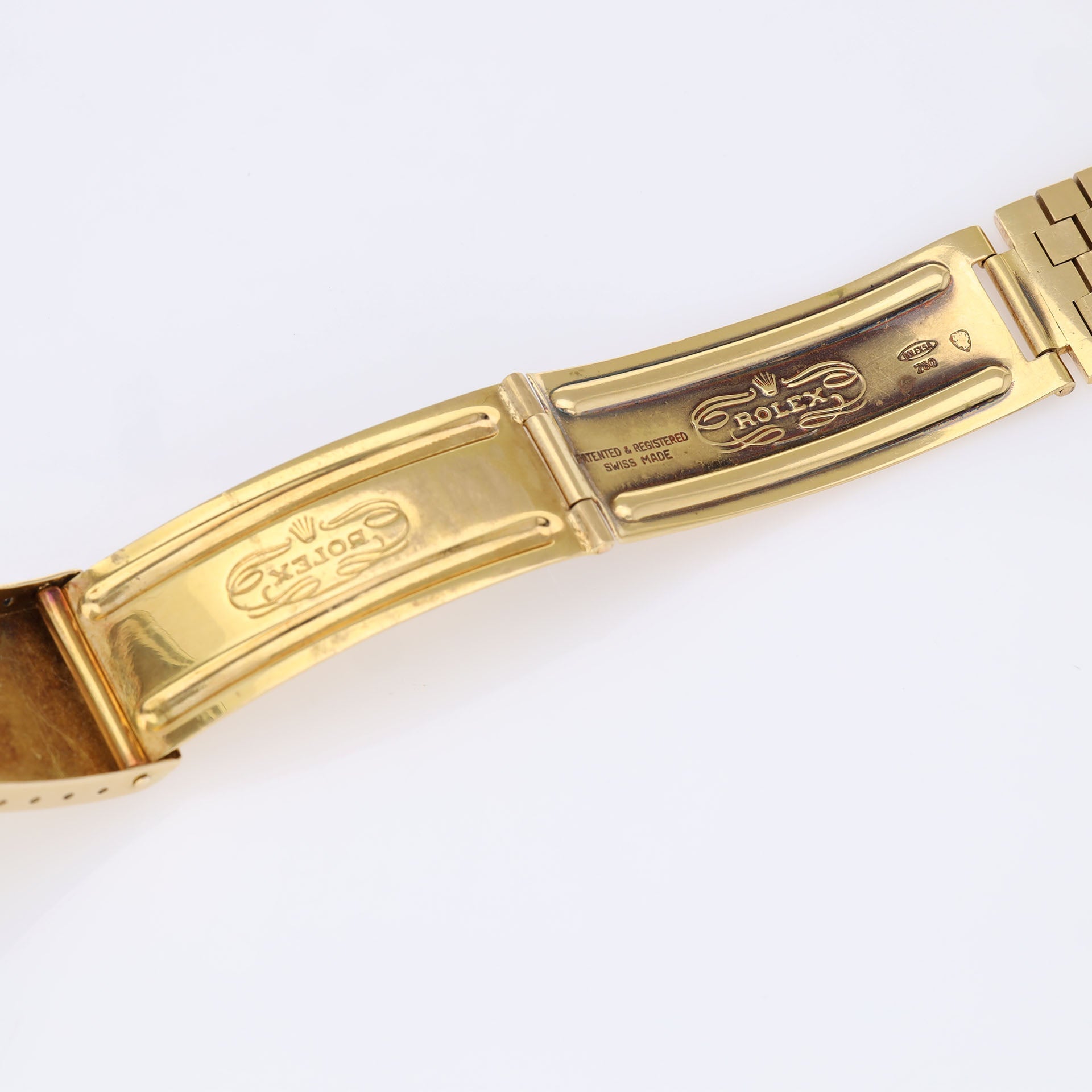 Rolex Date 1507 Bark Yellow Gold Rare Bezel and Brick Link Bracelet