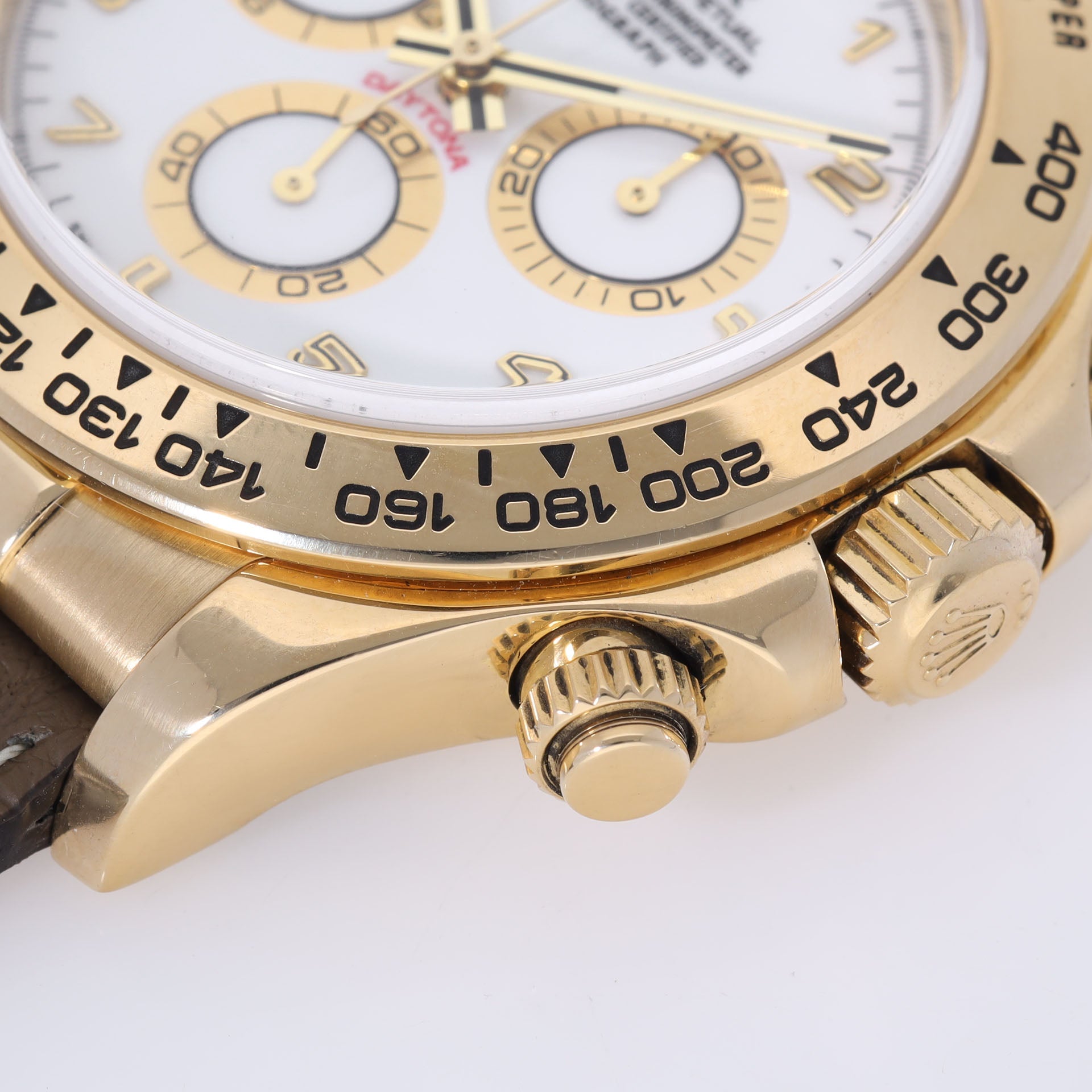 Rolex Daytona 116518 Yellow Gold Rare White Porcelain Dial with Papers