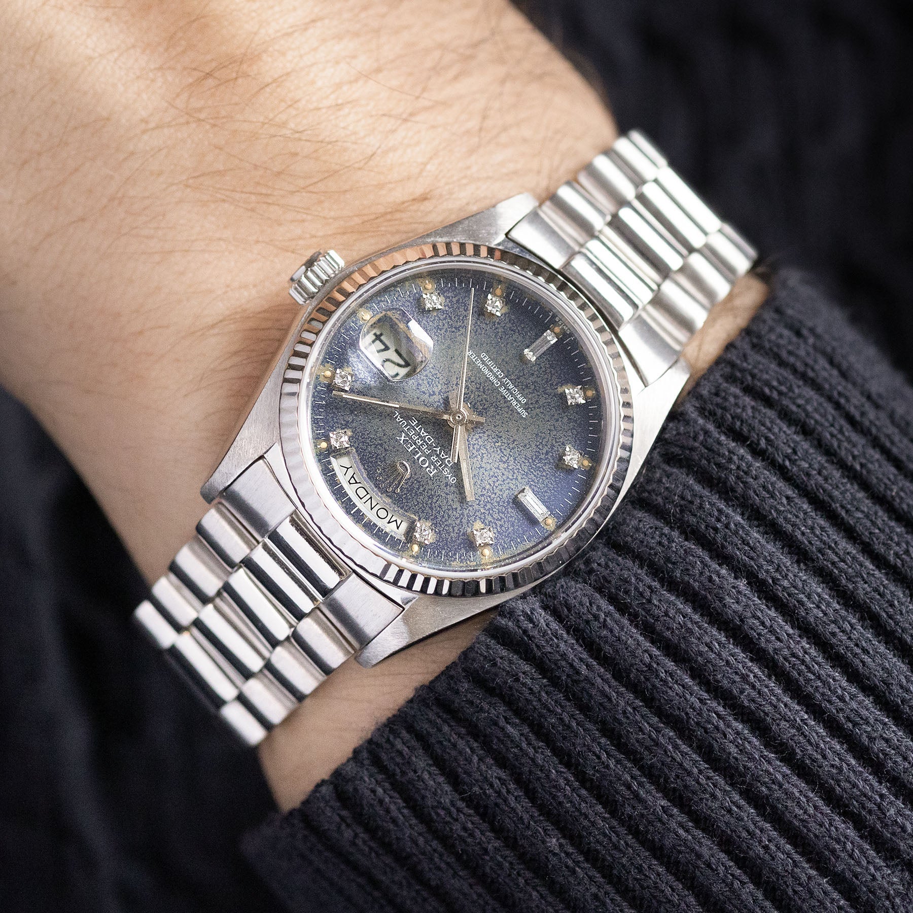 Rolex Day-Date ref. 18039 White Gold Blue Jeans Dial