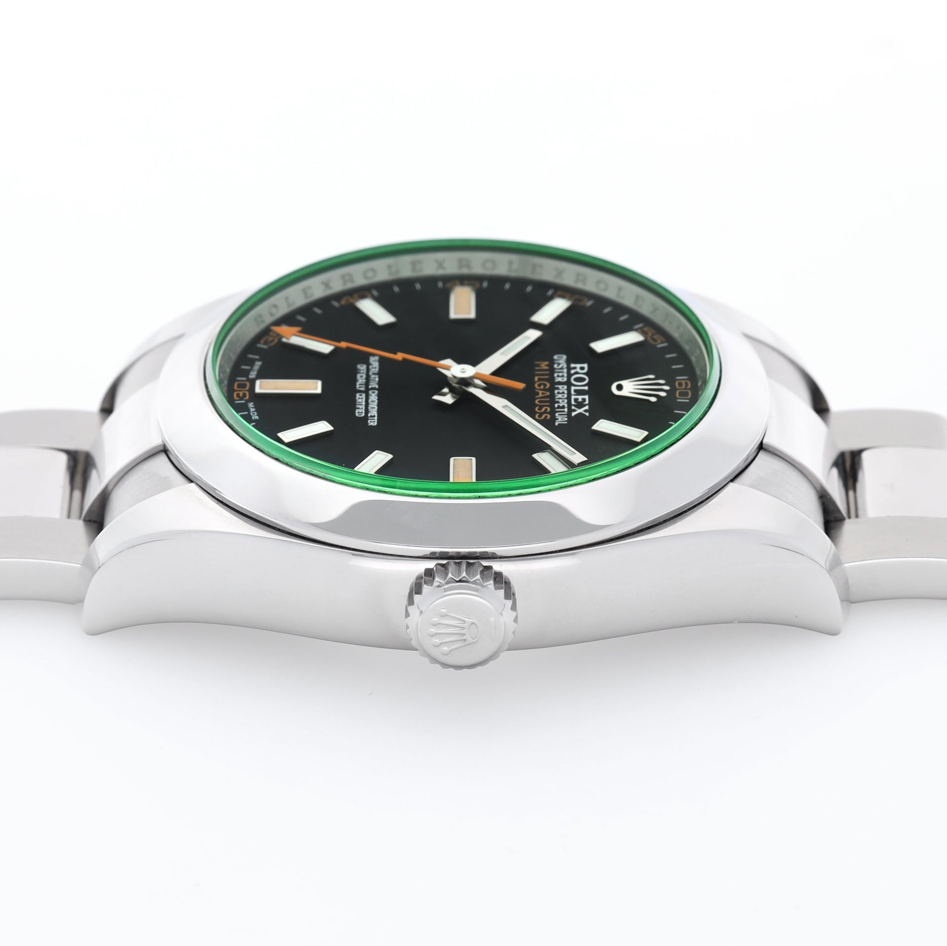 Rolex Milgauss 116400GV Black Dial Green Glass Box and Papers