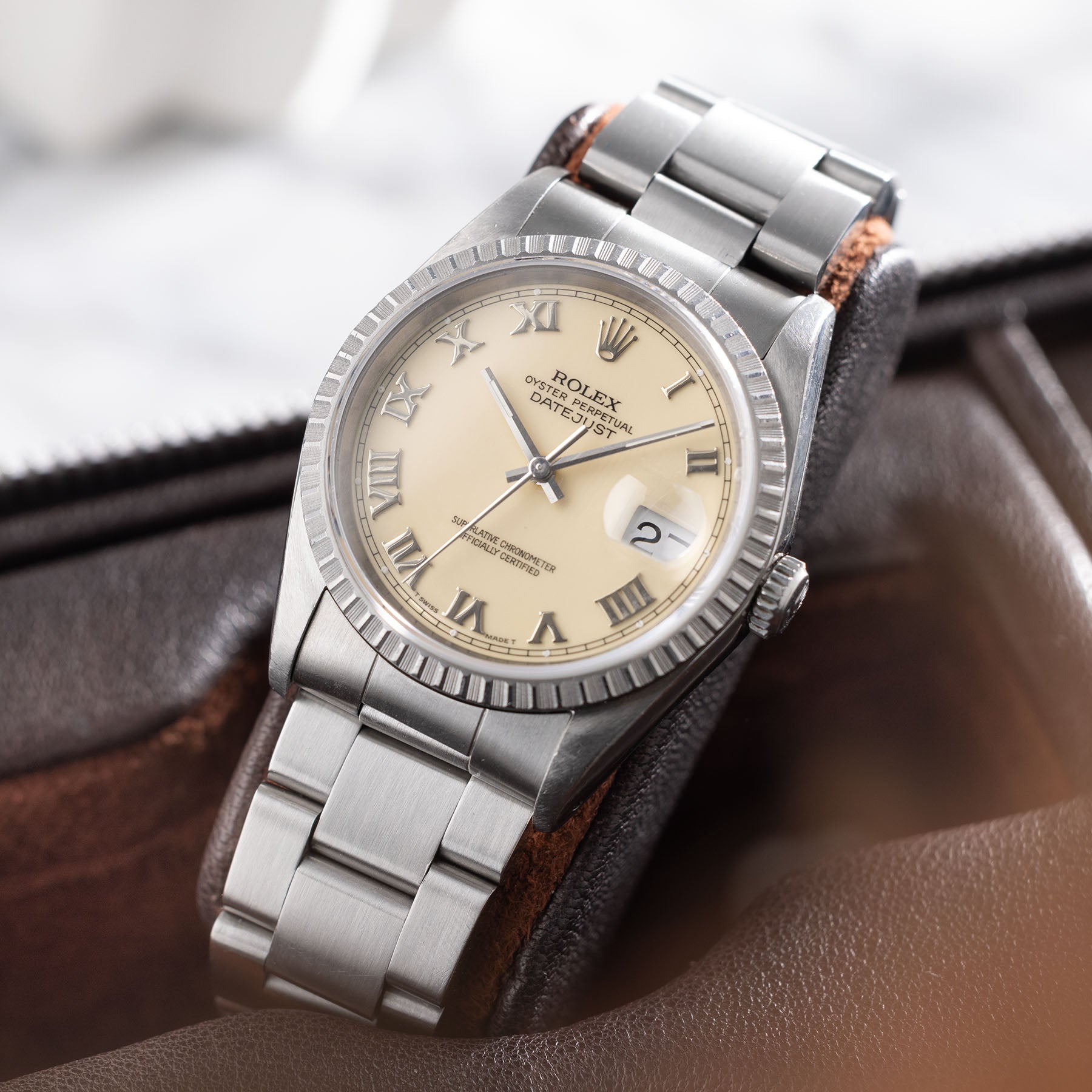 Rolex Datejust Cream Dial ref 16220 Box and Paper Set