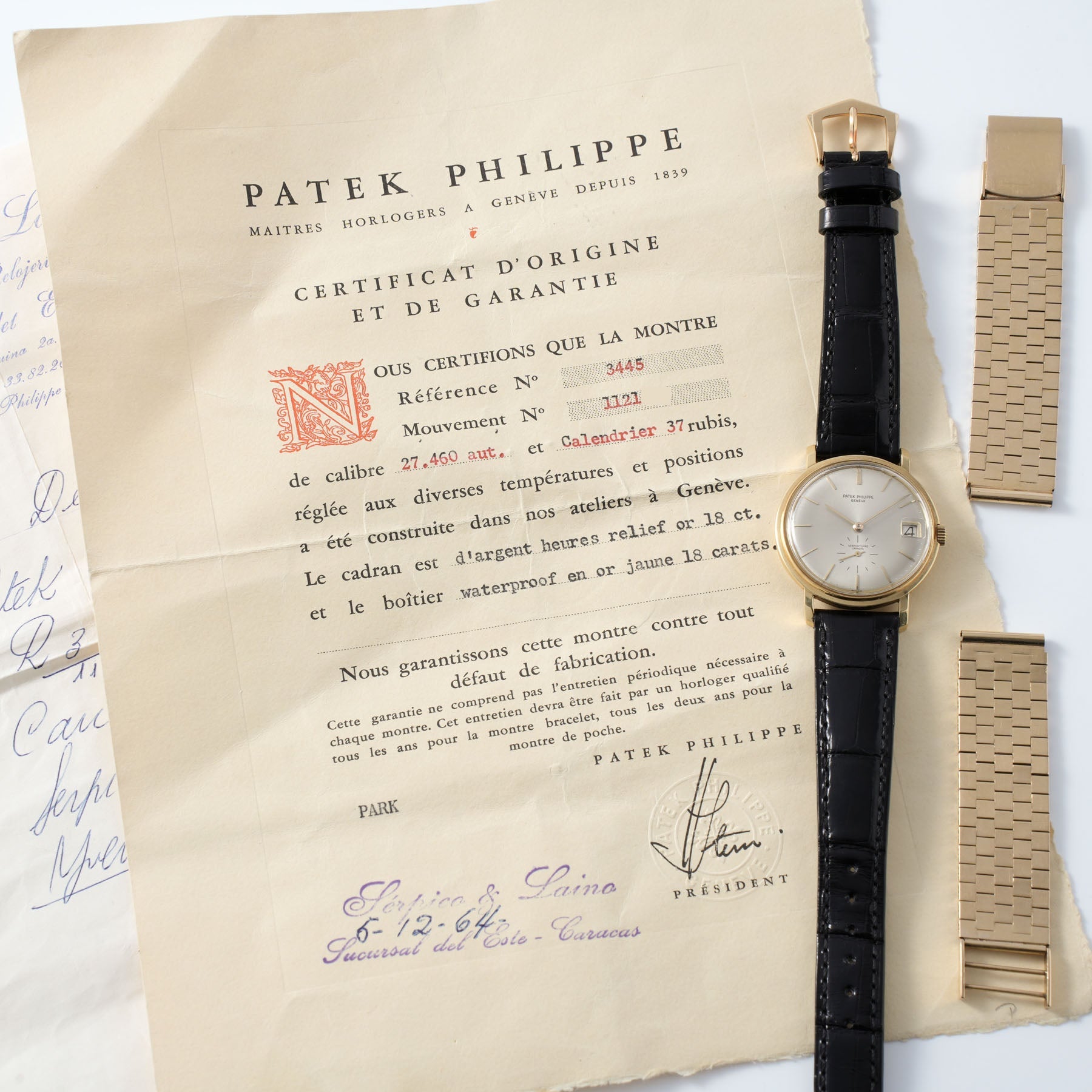 Patek Philippe Calatrava 3445 Double Signed Serpico y Laino with Papers