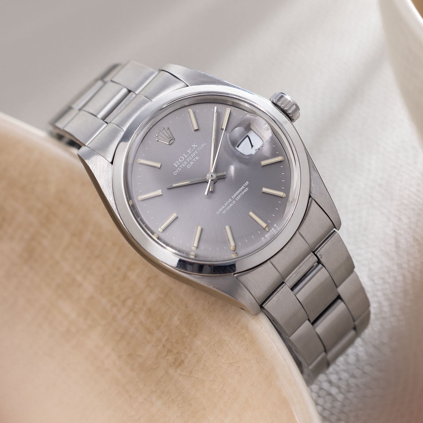 Rolex Oyster Perpetual Date Lavender Grey Dial ref 1500