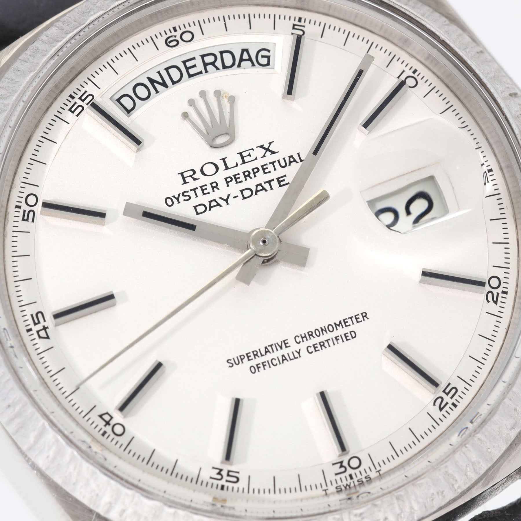 Rolex Day-date 1807 white gold Bark finish Dutch Day Disc