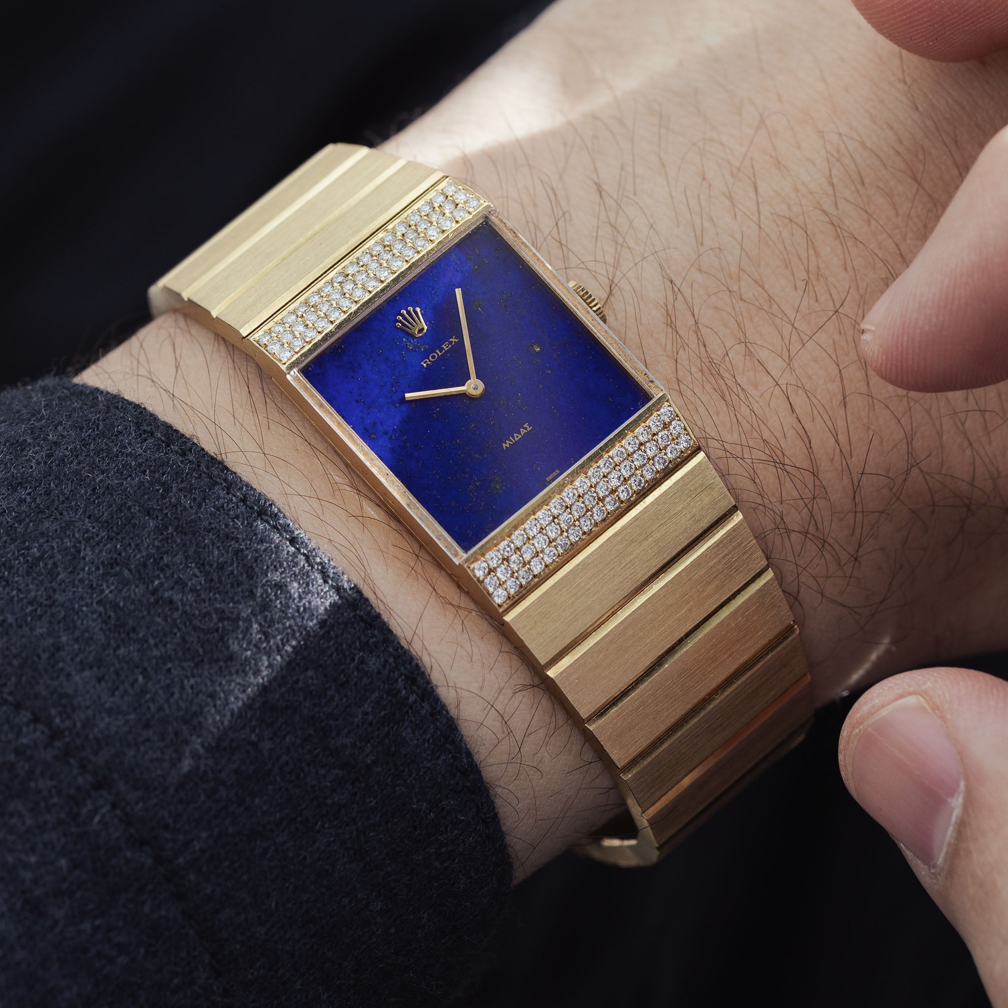 Rolex King Midas 4611 Lapis Lazuli Dial Diamond Lugs