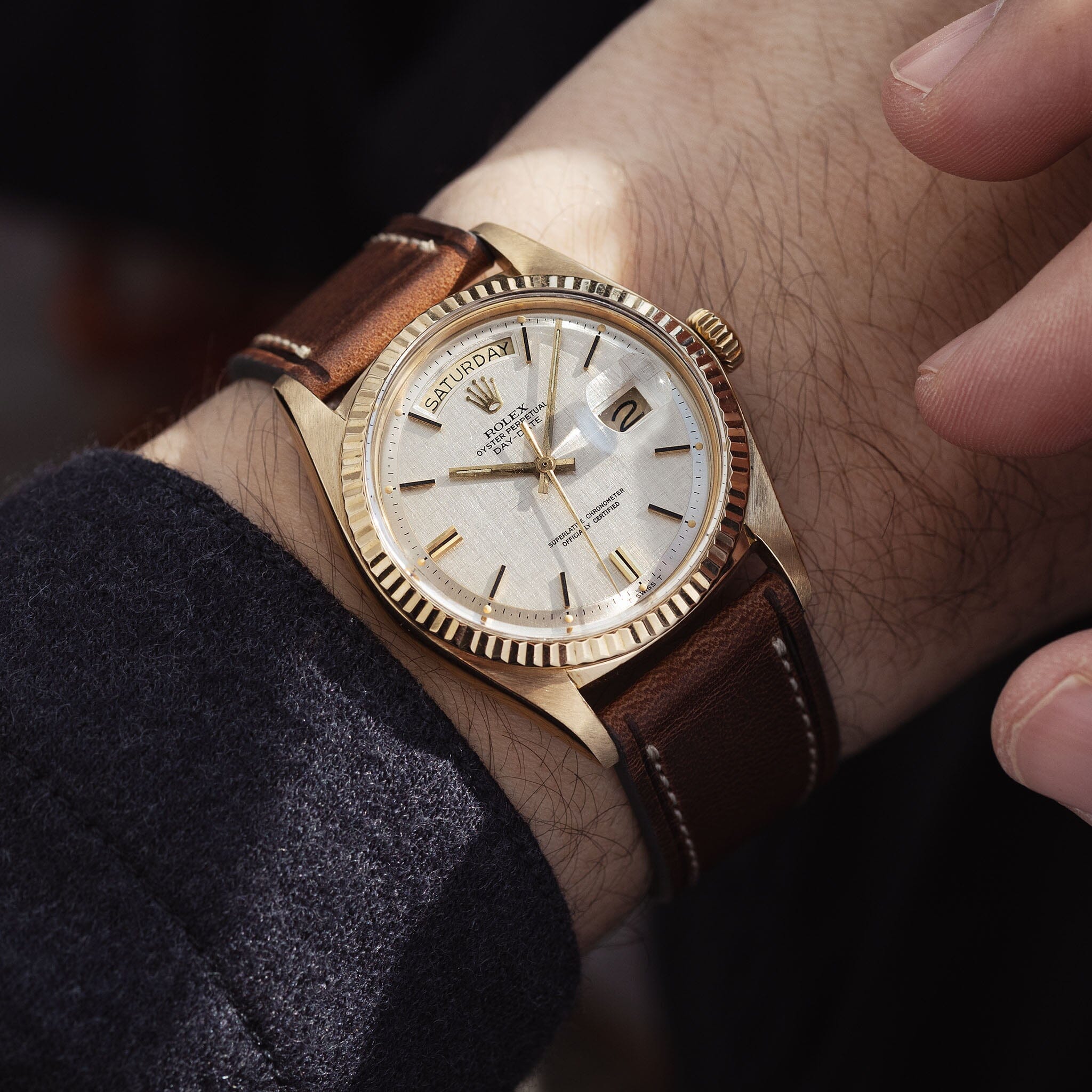 Rolex Day-Date Yellow Gold Linen Dial Ref 1803