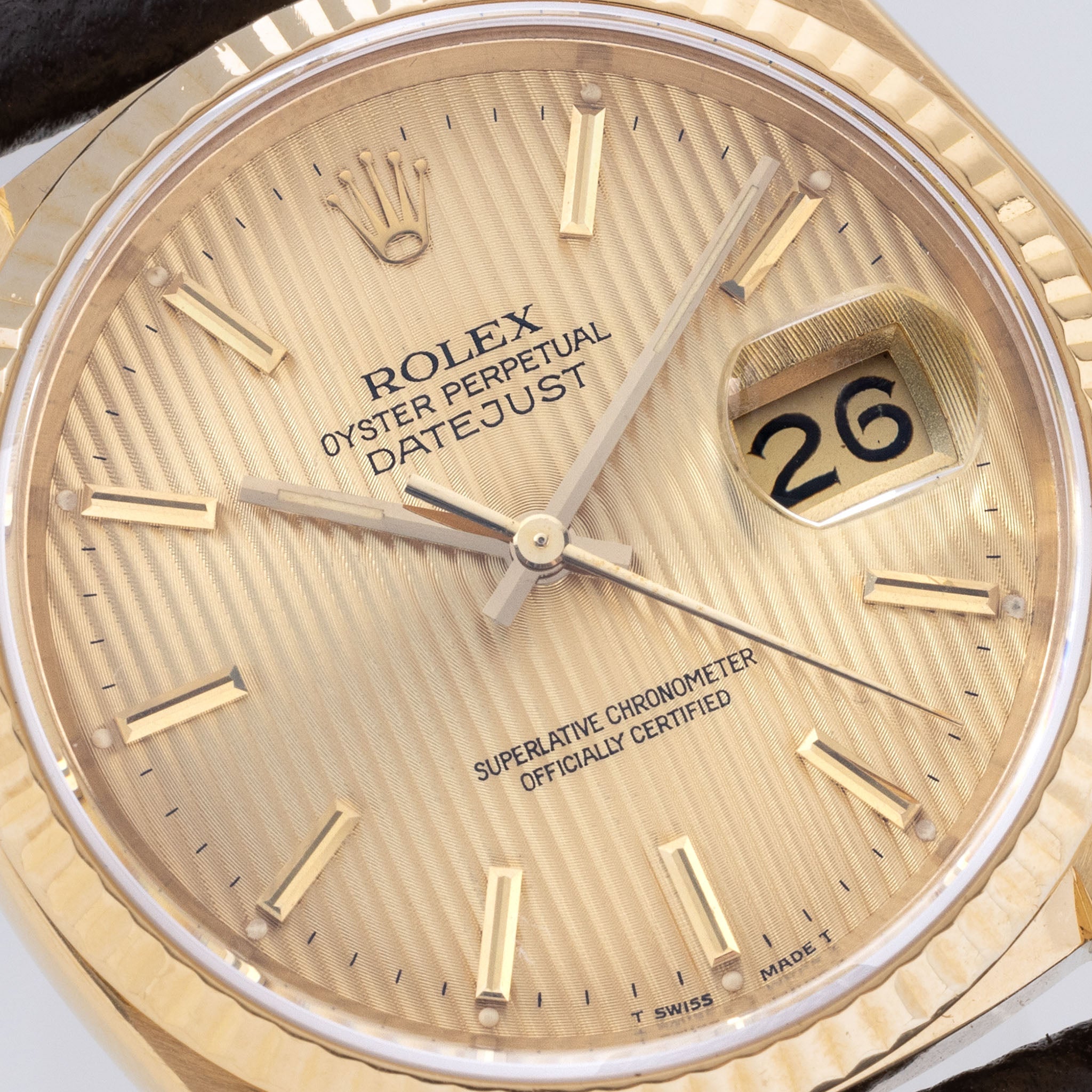 Rolex Datejust 16018 Yellow Gold Champagne Tapestry Dial