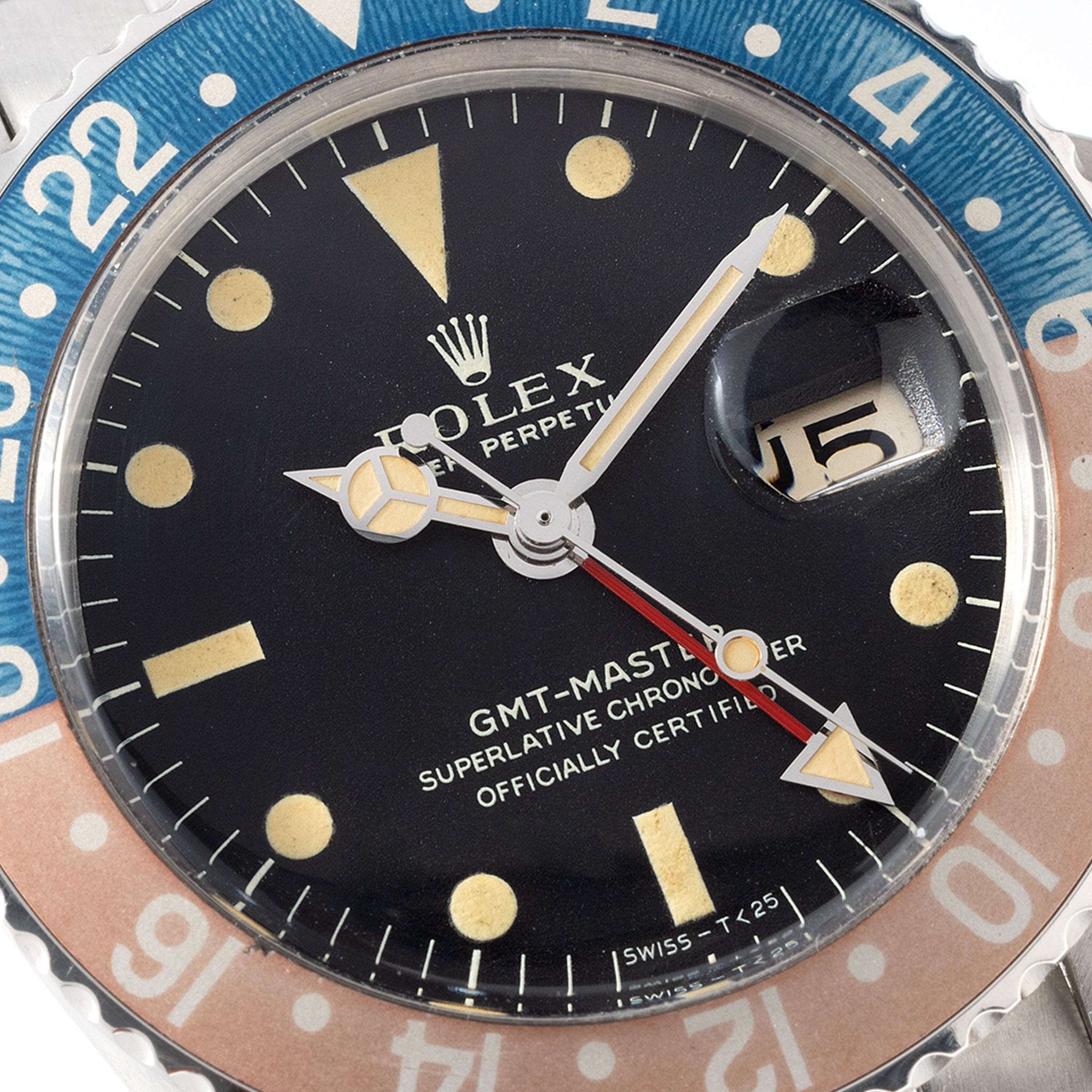 Rolex GMT-Master 1675 Mk 1 Long E Dial faded pepsi bezel