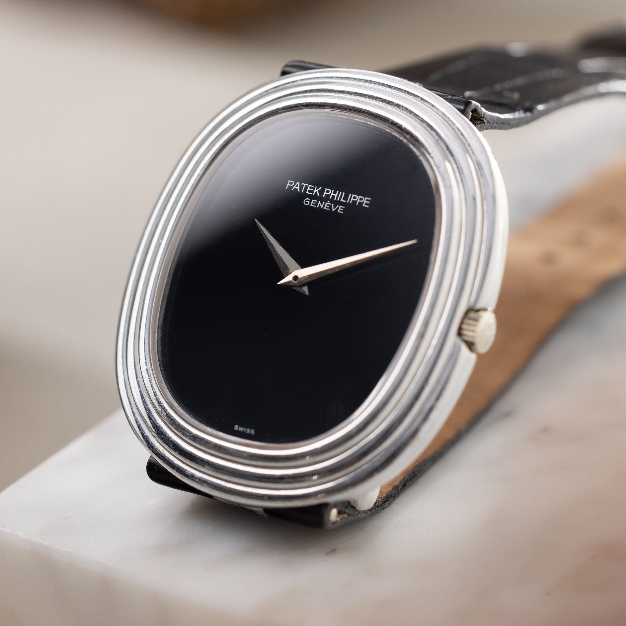 Patek Philippe Ellipse 3634 White Gold Step Case with Onyx Dial