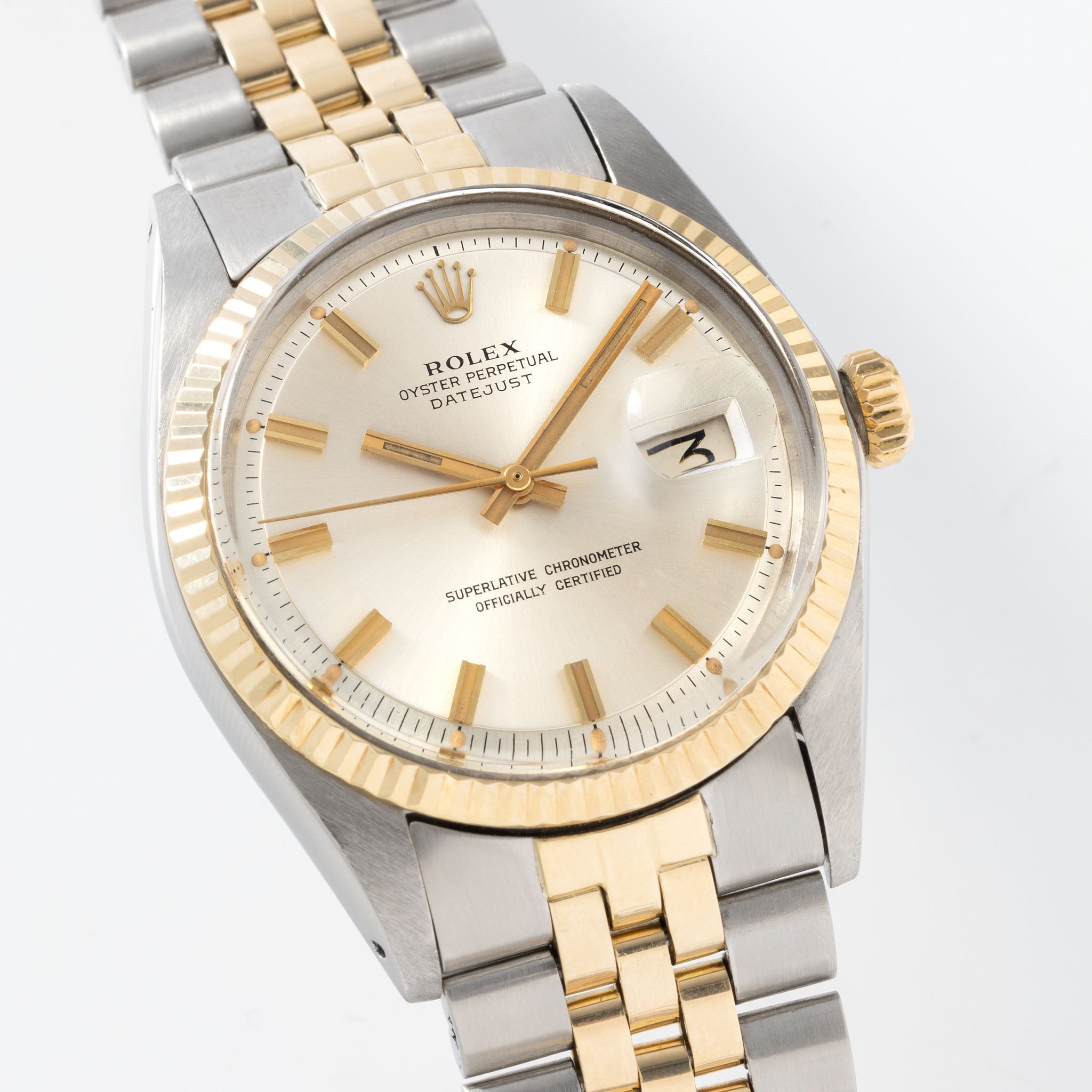 Rolex Datejust 1601/3 Steel and Yellow Gold Silver Wide Boy Dial