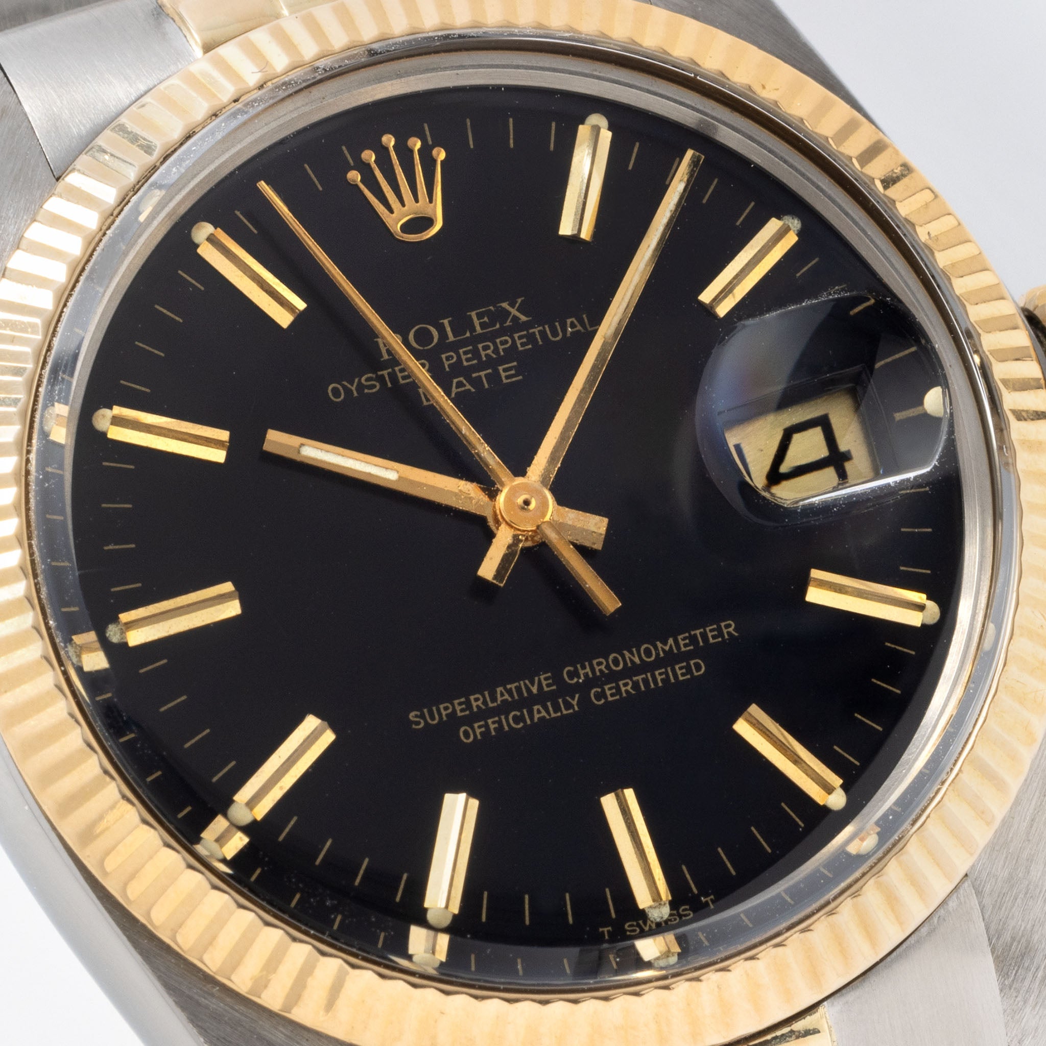 Rolex Oyster Perpetual Date 1505 Steel and Gold Black Dial