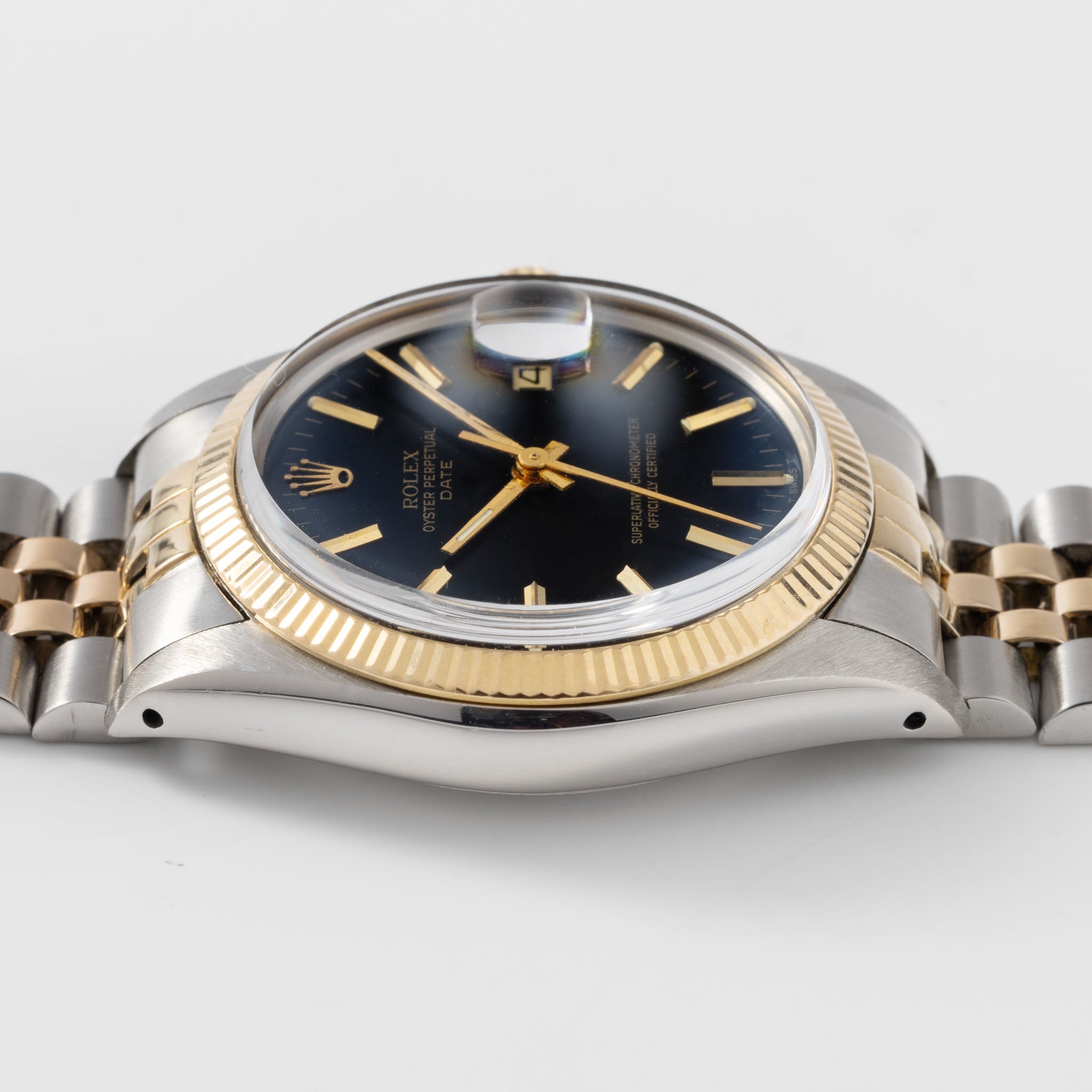 Rolex Oyster Perpetual Date 1505 Steel and Gold Black Dial