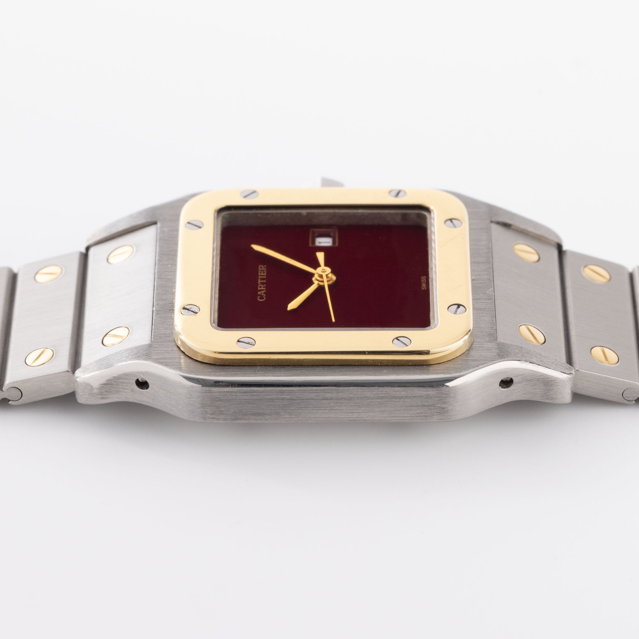 Cartier Santos 2961 Steel and Gold with Burgundy Dial