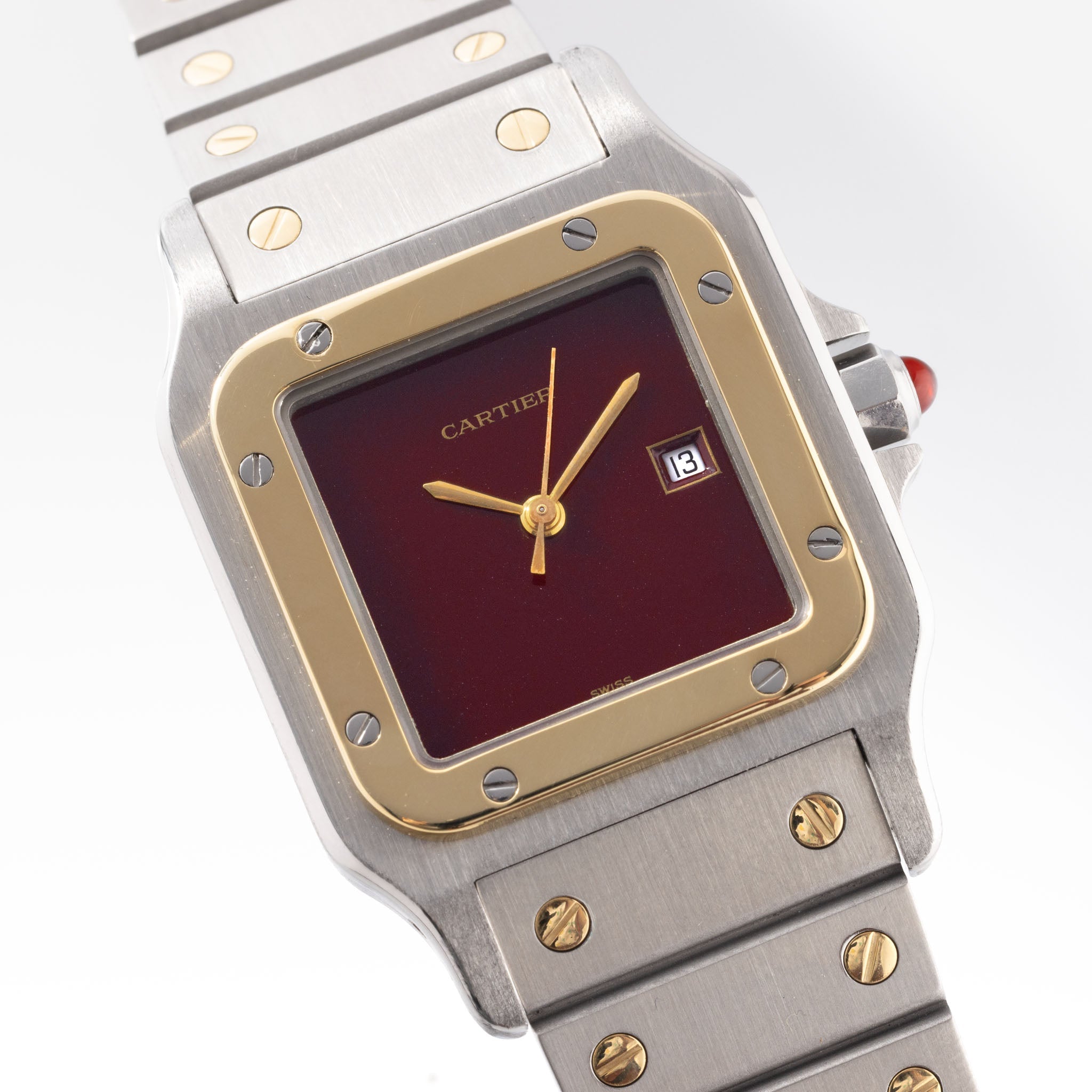 Cartier Santos 2961 Steel and Gold with Burgundy Dial