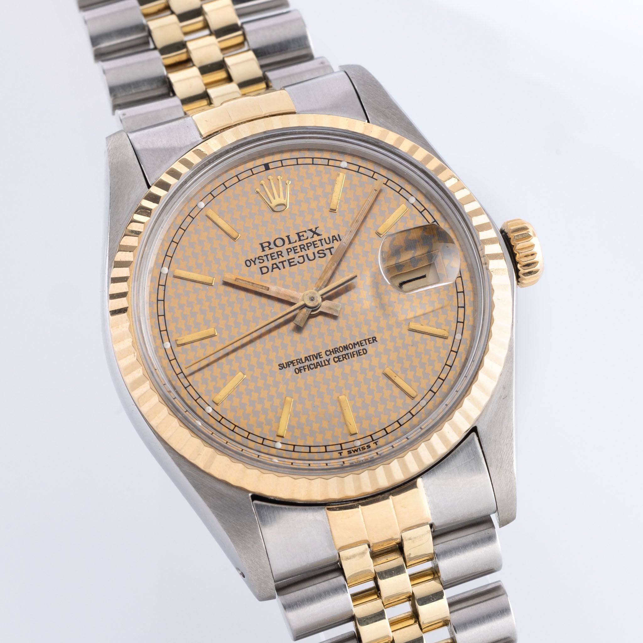 Rolex Datejust 16013 Steel and Yellow Gold Houndstooth Dial