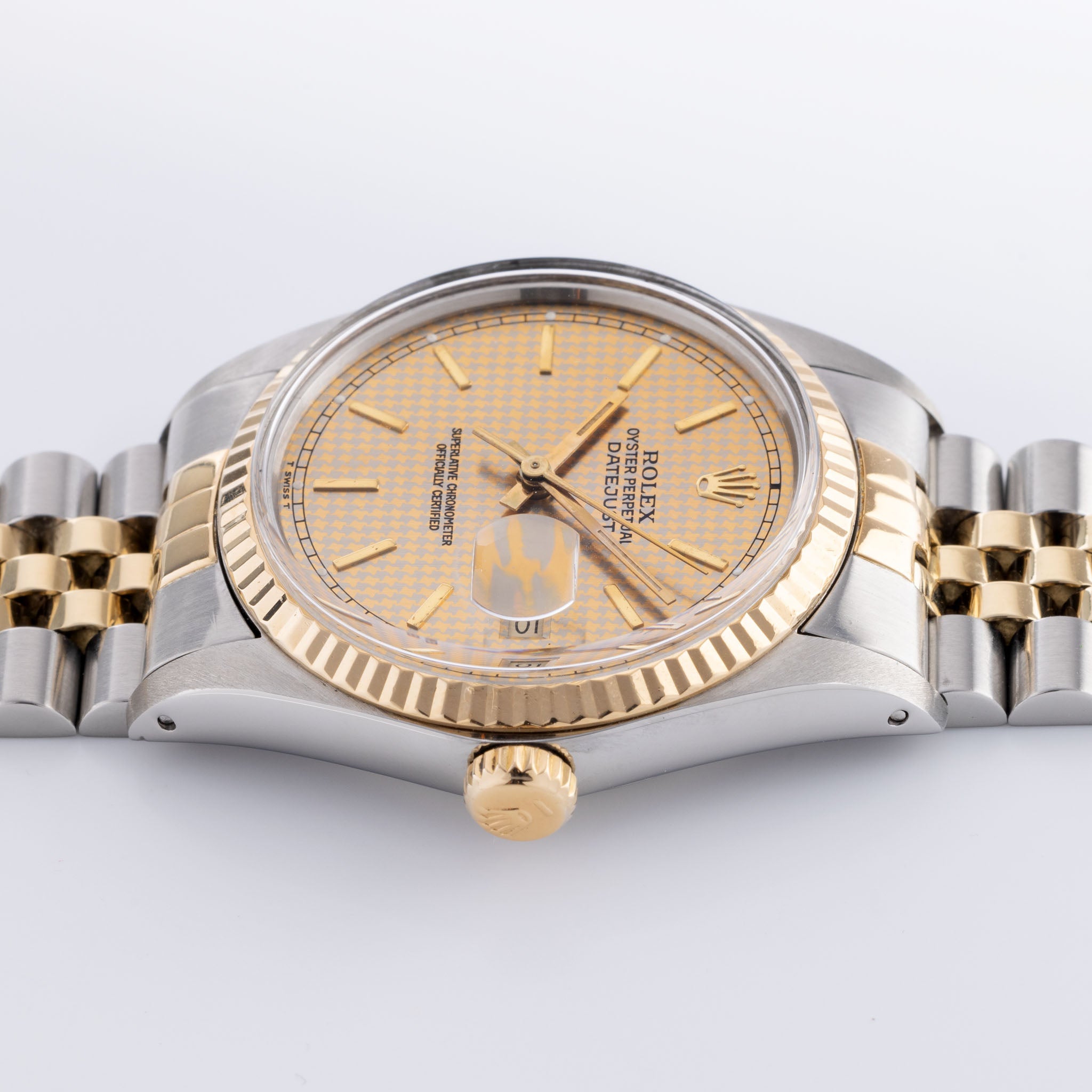 Rolex Datejust 16013 Steel and Yellow Gold Houndstooth Dial