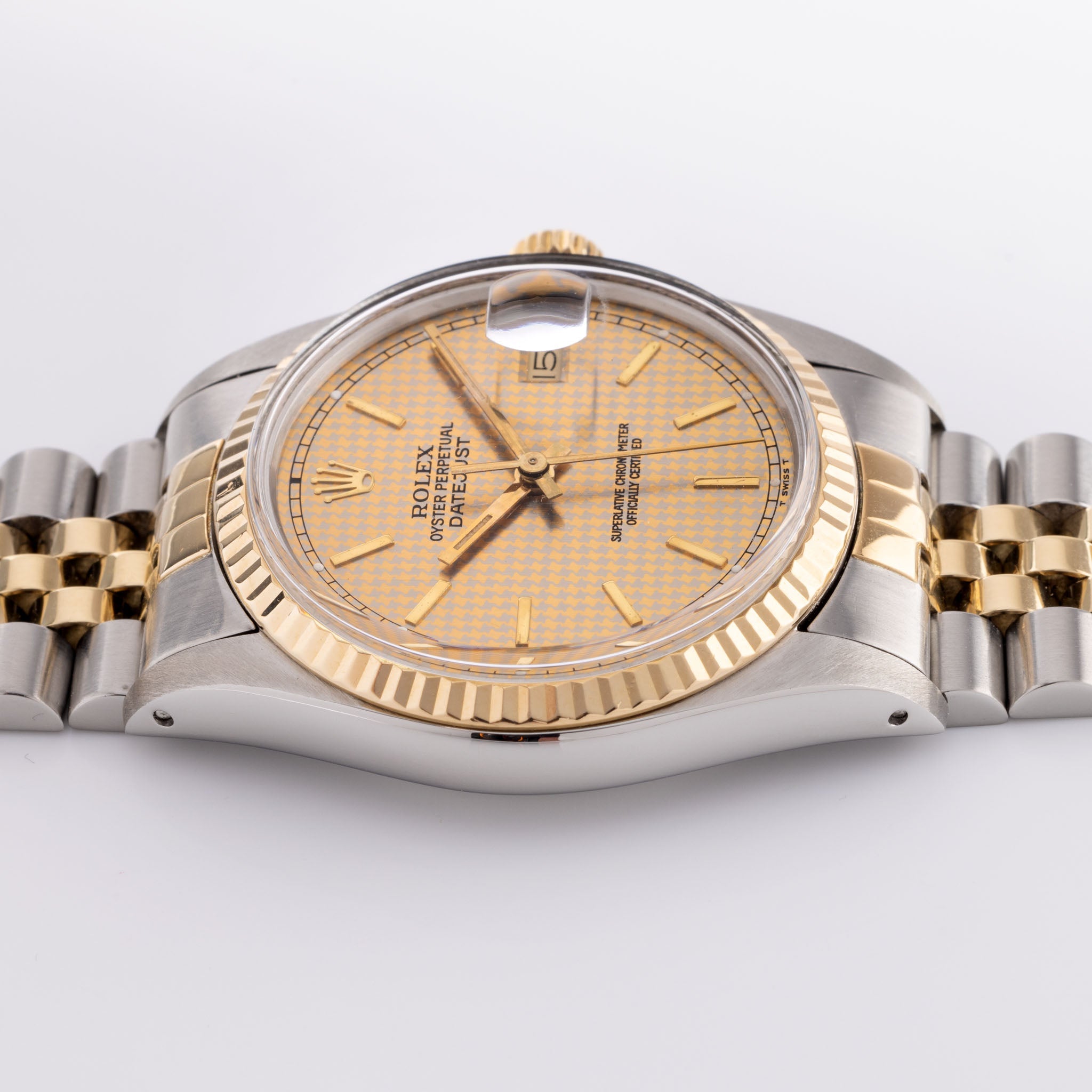 Rolex Datejust 16013 Steel and Yellow Gold Houndstooth Dial