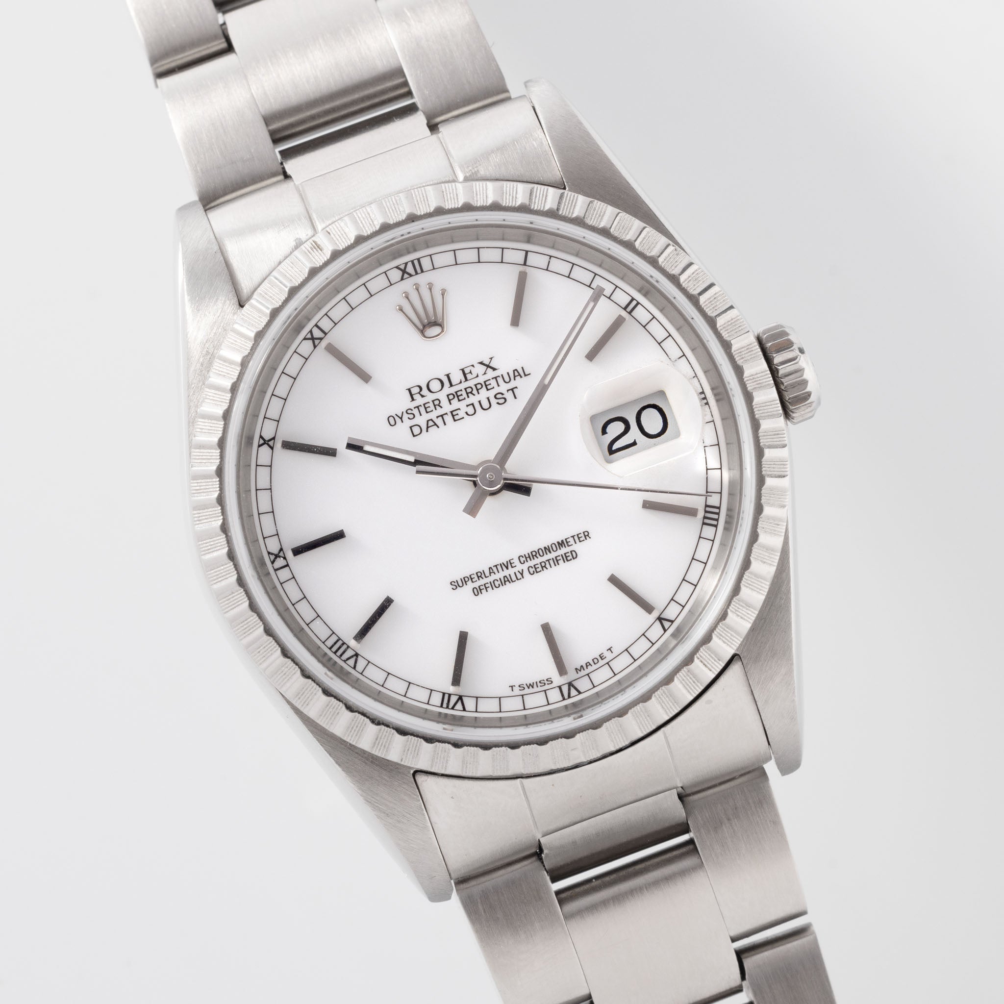 Rolex Datejust White Porcelain Dial Reference 16220