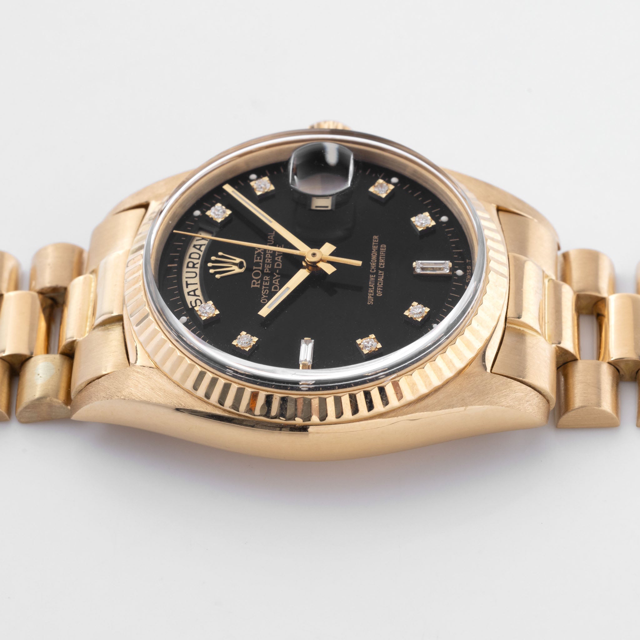 Rolex Day-Date Yellow Gold Black Diamond Hours Dial ref 1803